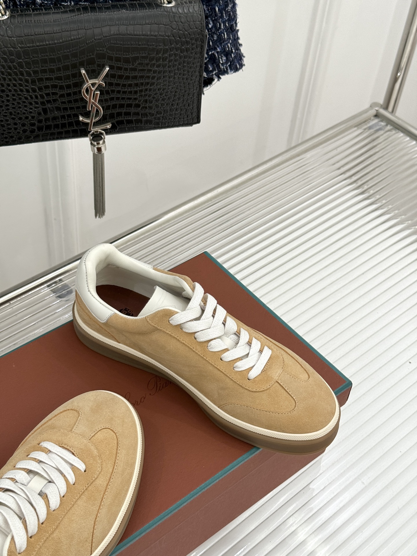 （配原版飞机盒）Loro Piana/LP Tennis Walk情侣款经典复古休闲德训鞋很松弛的老钱风