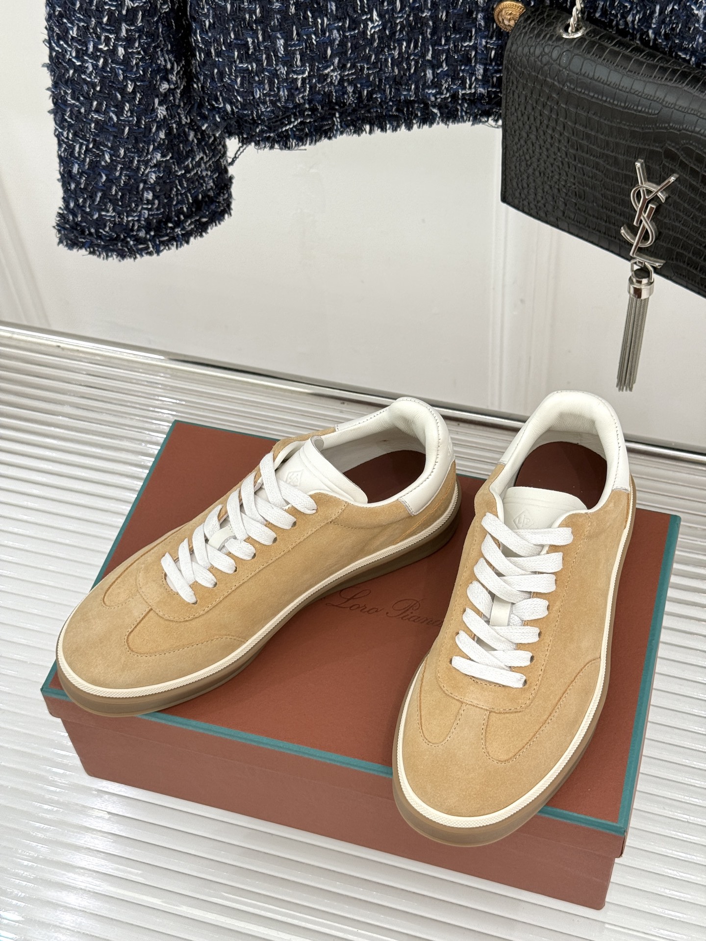 （配原版飞机盒）Loro Piana/LP Tennis Walk情侣款经典复古休闲德训鞋很松弛的老钱风