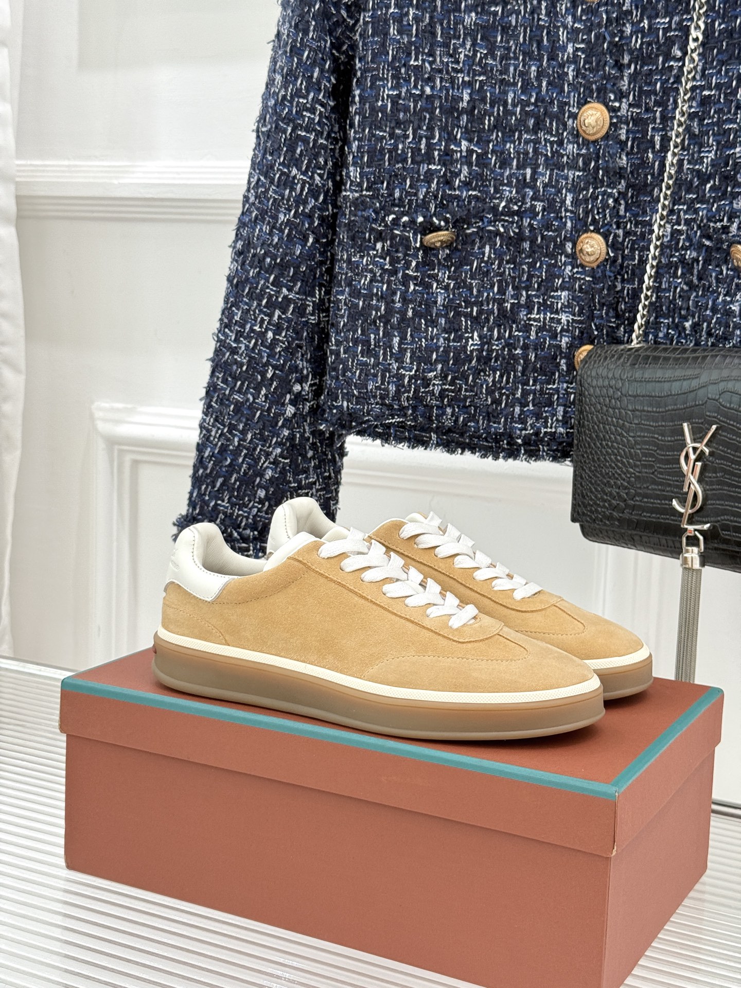 （配原版飞机盒）Loro Piana/LP Tennis Walk情侣款经典复古休闲德训鞋很松弛的老钱风