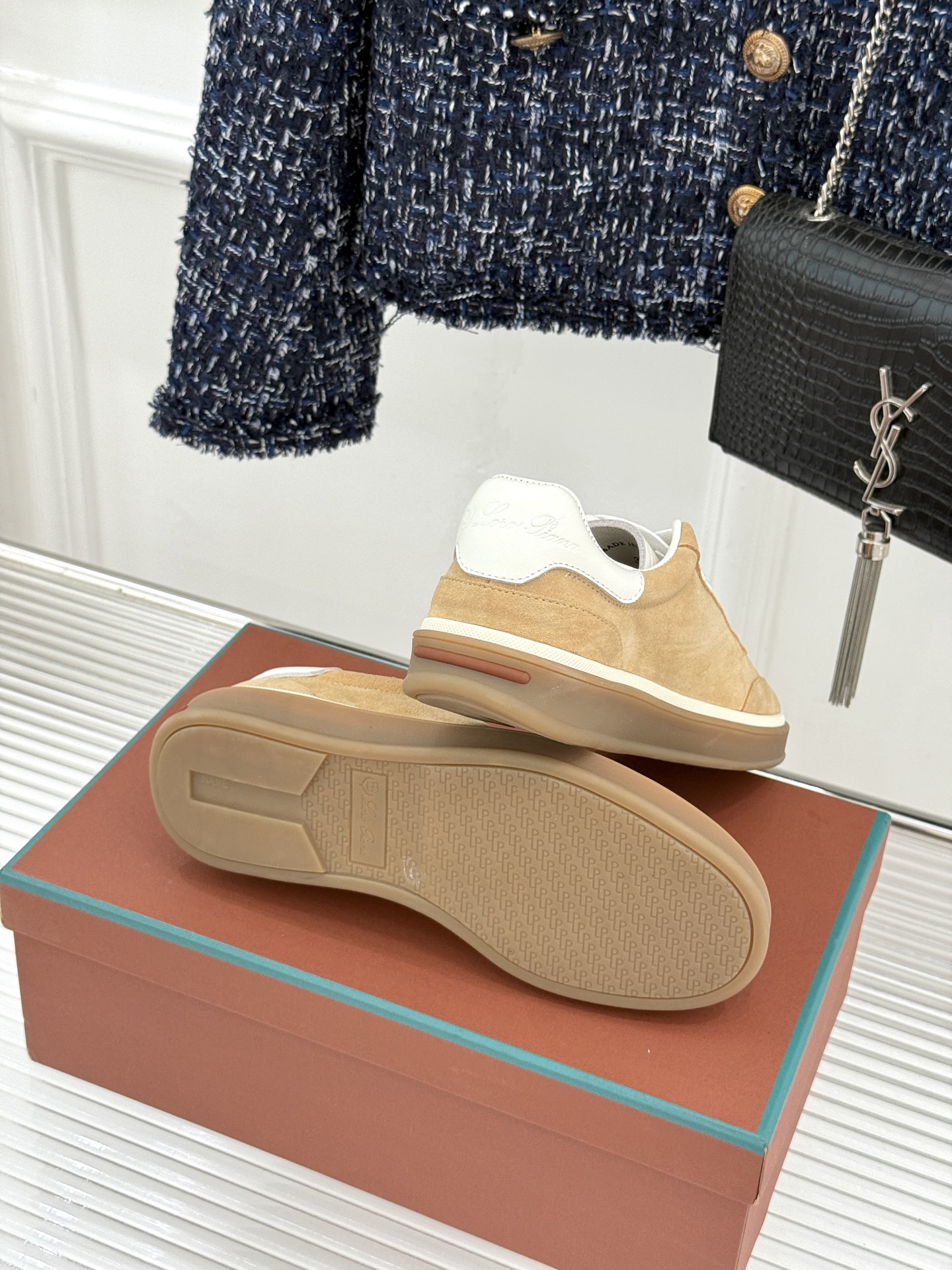 （配原版飞机盒）Loro Piana/LP Tennis Walk情侣款经典复古休闲德训鞋很松弛的老钱风