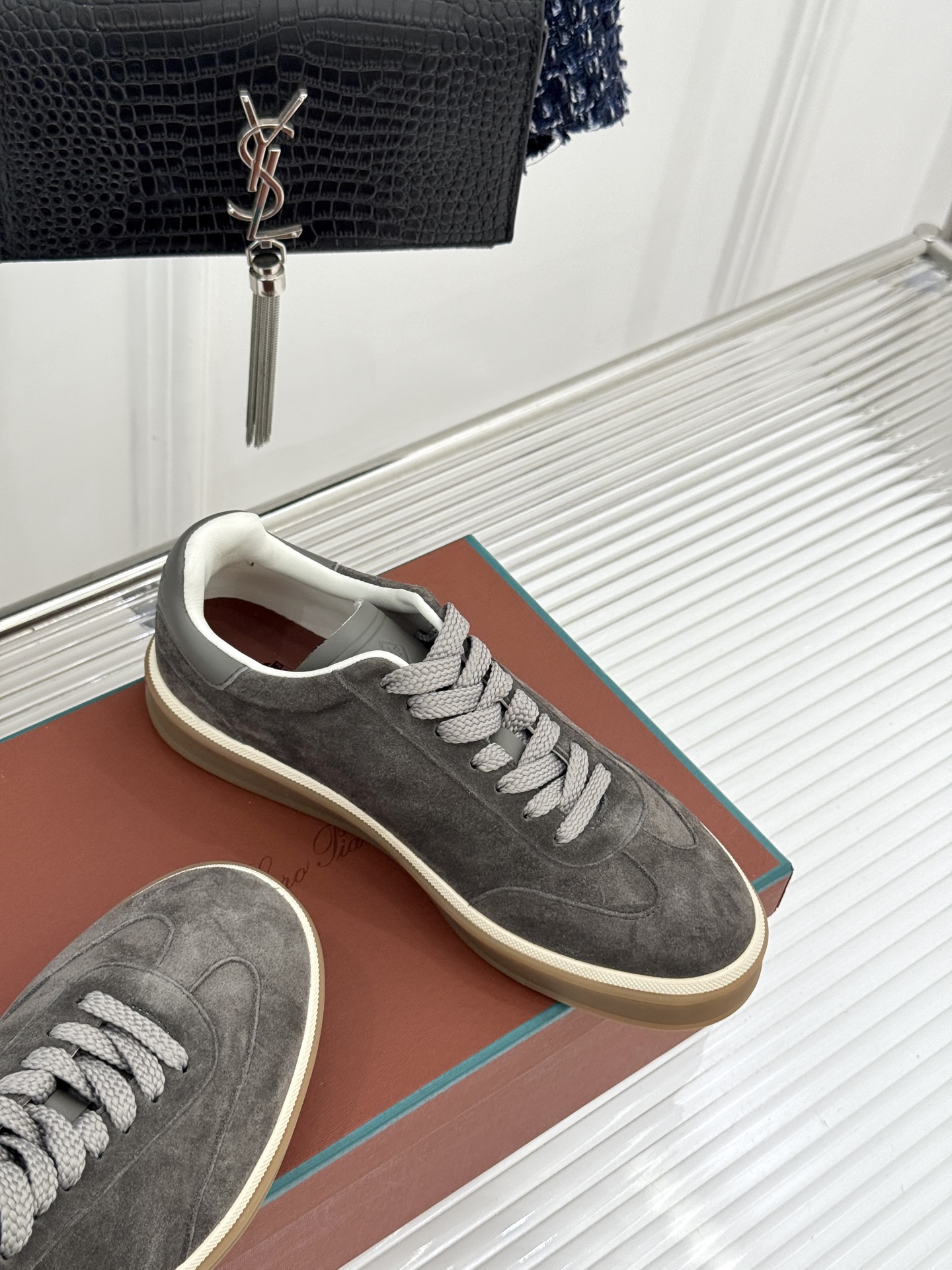 （配原版飞机盒）Loro Piana/LP Tennis Walk情侣款经典复古休闲德训鞋很松弛的老钱风