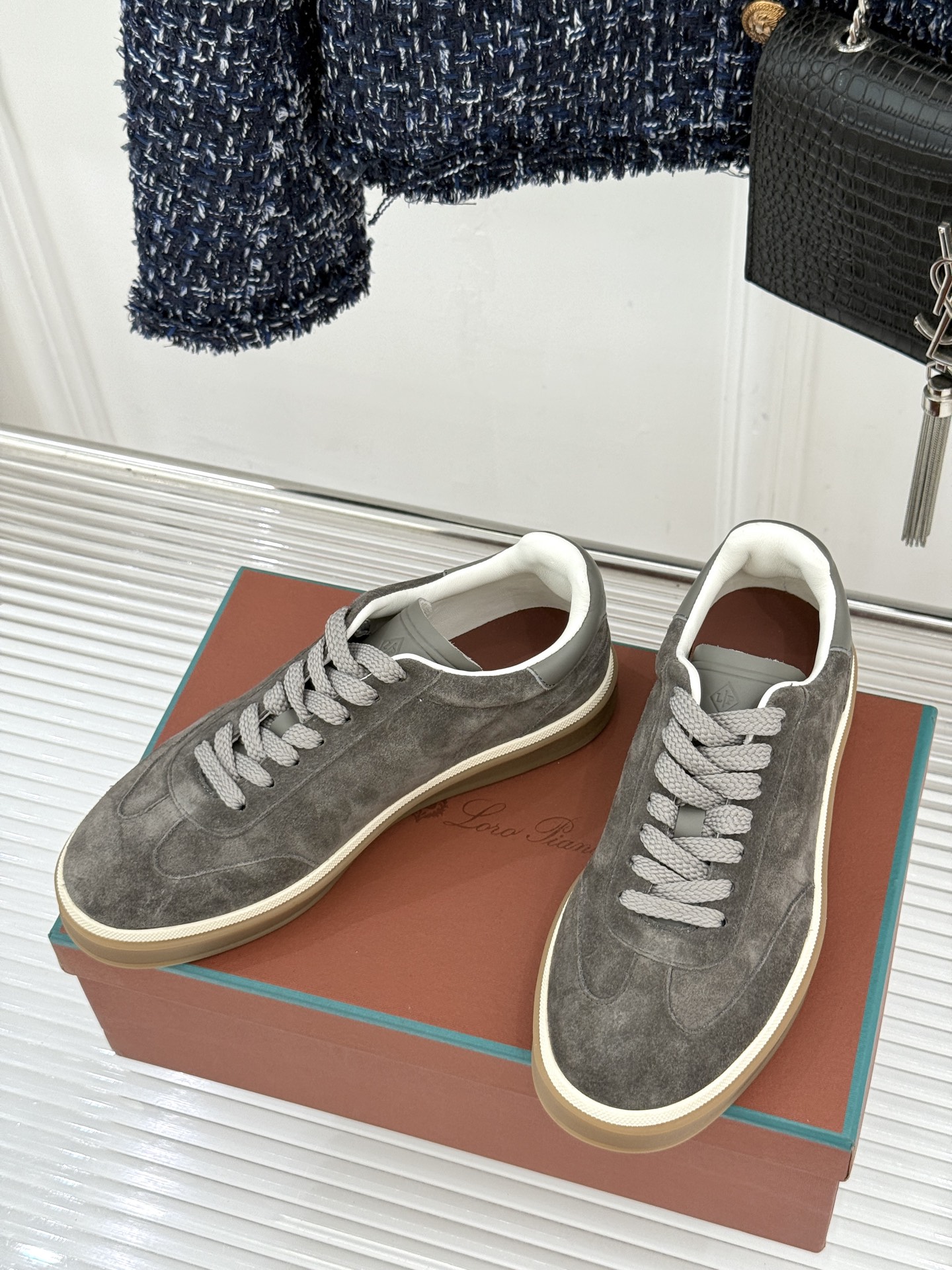 （配原版飞机盒）Loro Piana/LP Tennis Walk情侣款经典复古休闲德训鞋很松弛的老钱风