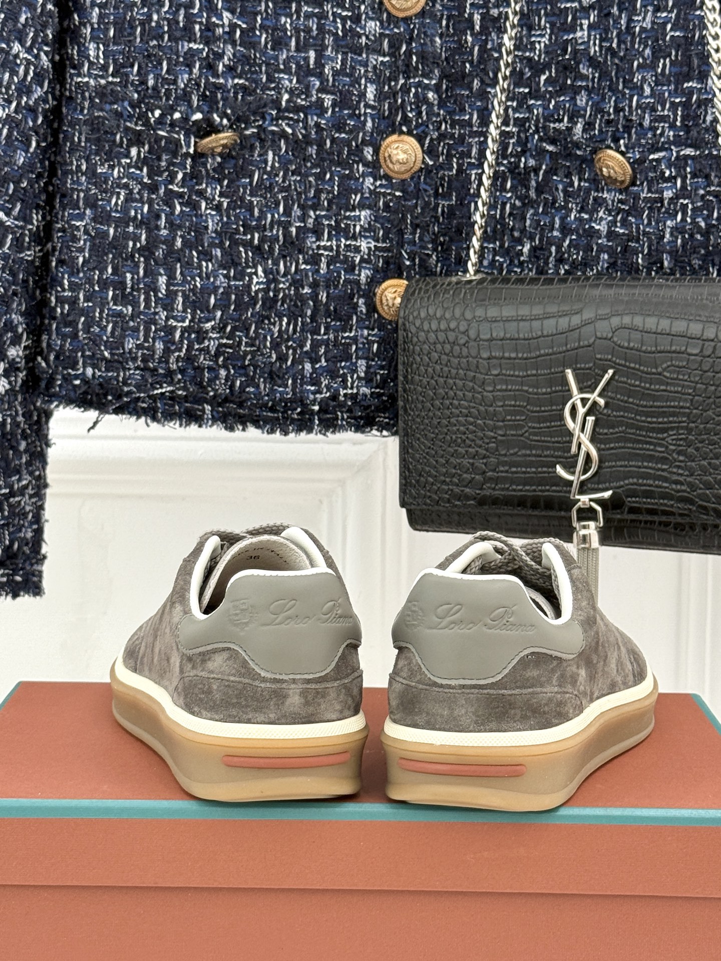 （配原版飞机盒）Loro Piana/LP Tennis Walk情侣款经典复古休闲德训鞋很松弛的老钱风