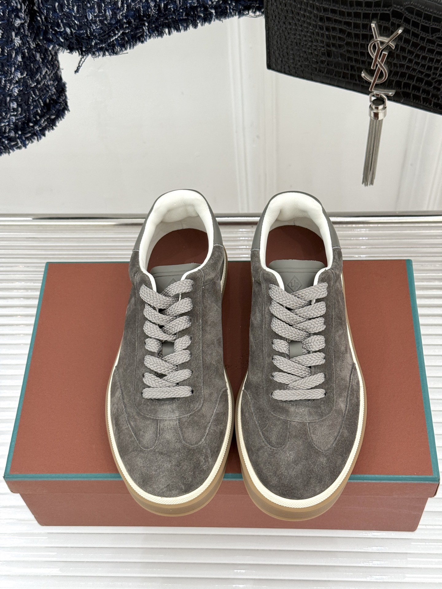 （配原版飞机盒）Loro Piana/LP Tennis Walk情侣款经典复古休闲德训鞋很松弛的老钱风