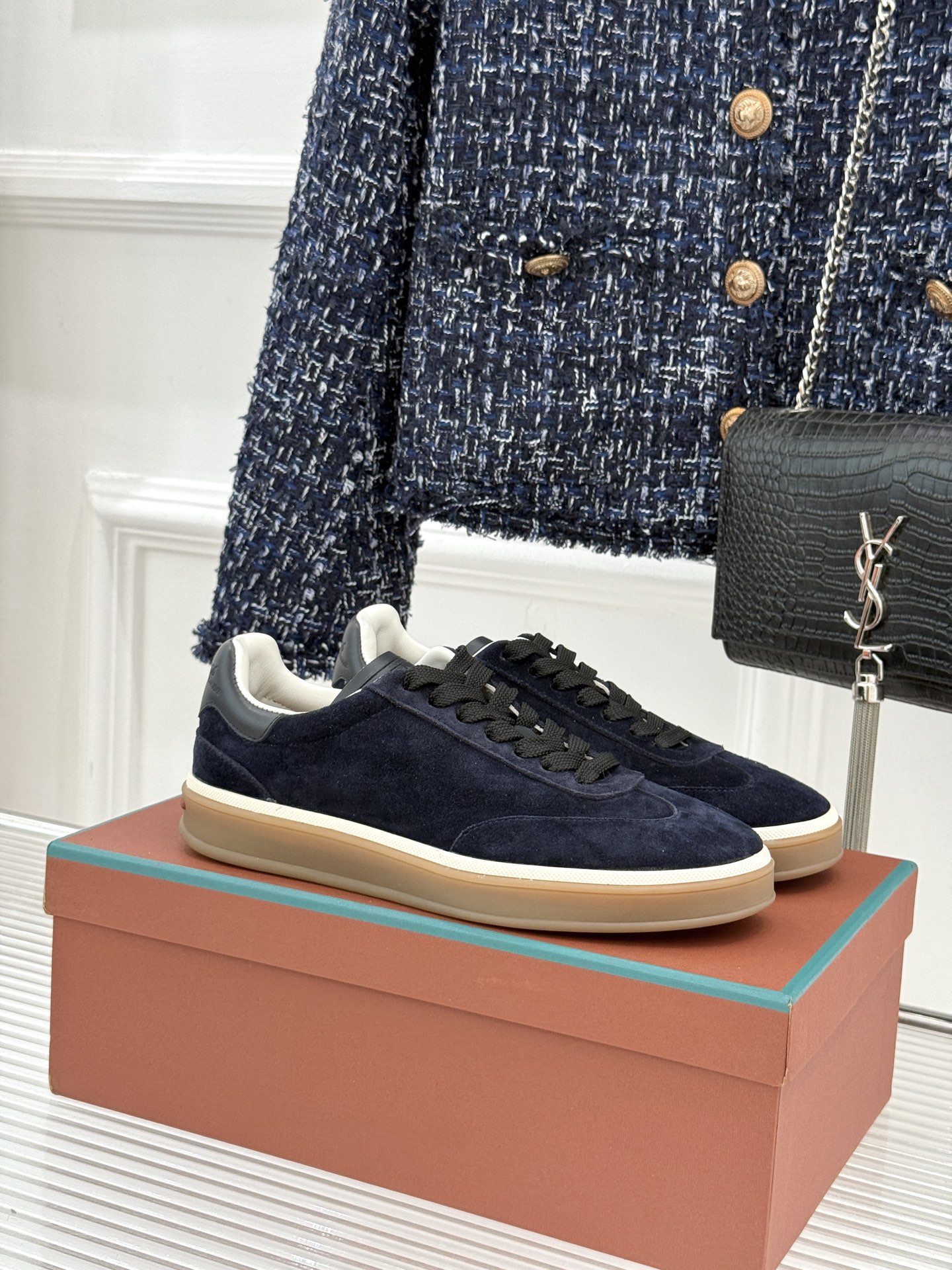 （配原版飞机盒）Loro Piana/LP Tennis Walk情侣款经典复古休闲德训鞋很松弛的老钱风