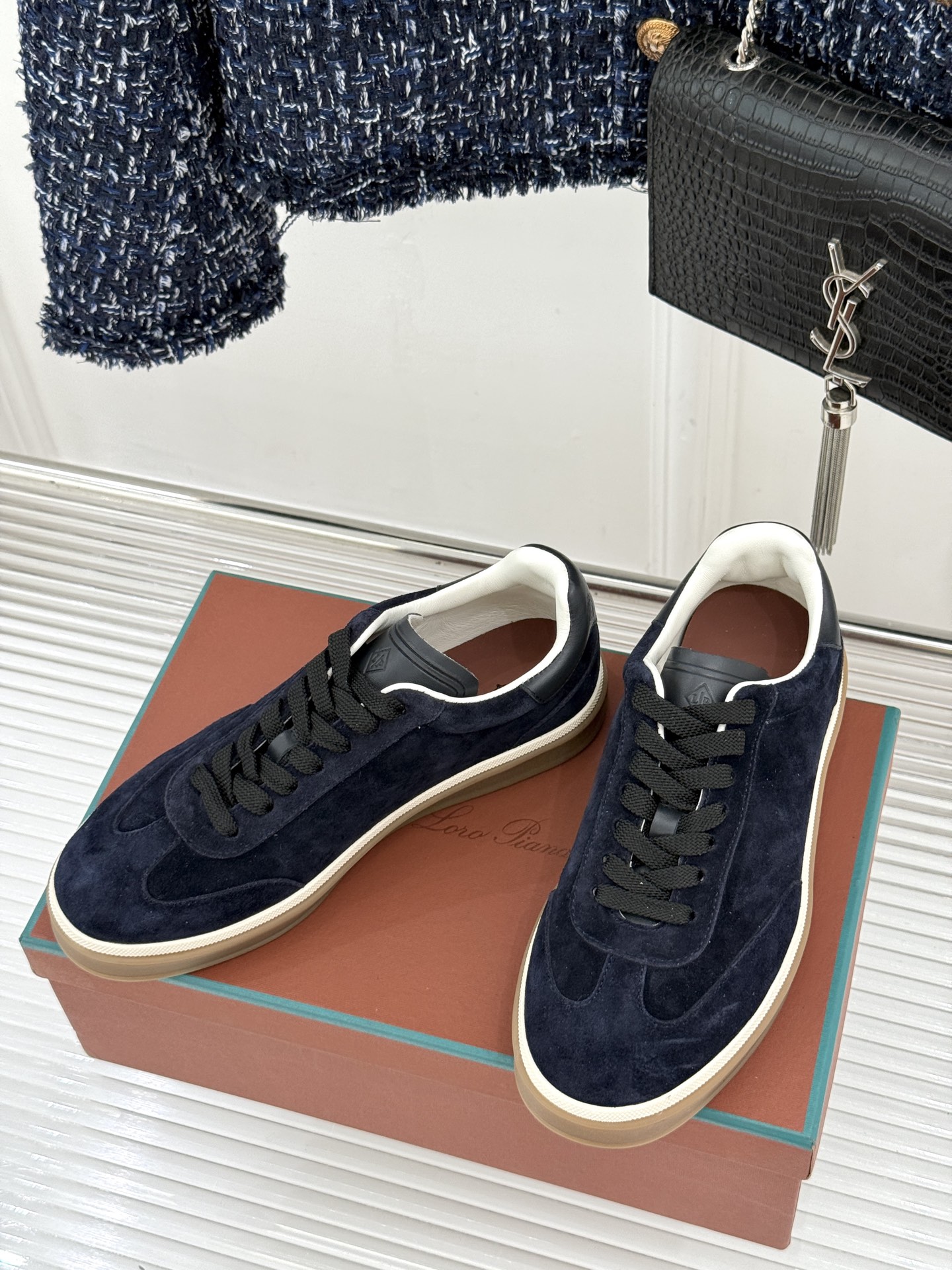 （配原版飞机盒）Loro Piana/LP Tennis Walk情侣款经典复古休闲德训鞋很松弛的老钱风