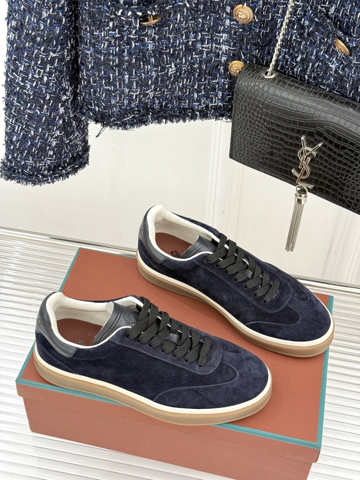 （配原版飞机盒）Loro Piana/LP Tennis Walk情侣款经典复古休闲德训鞋很松弛的老钱风