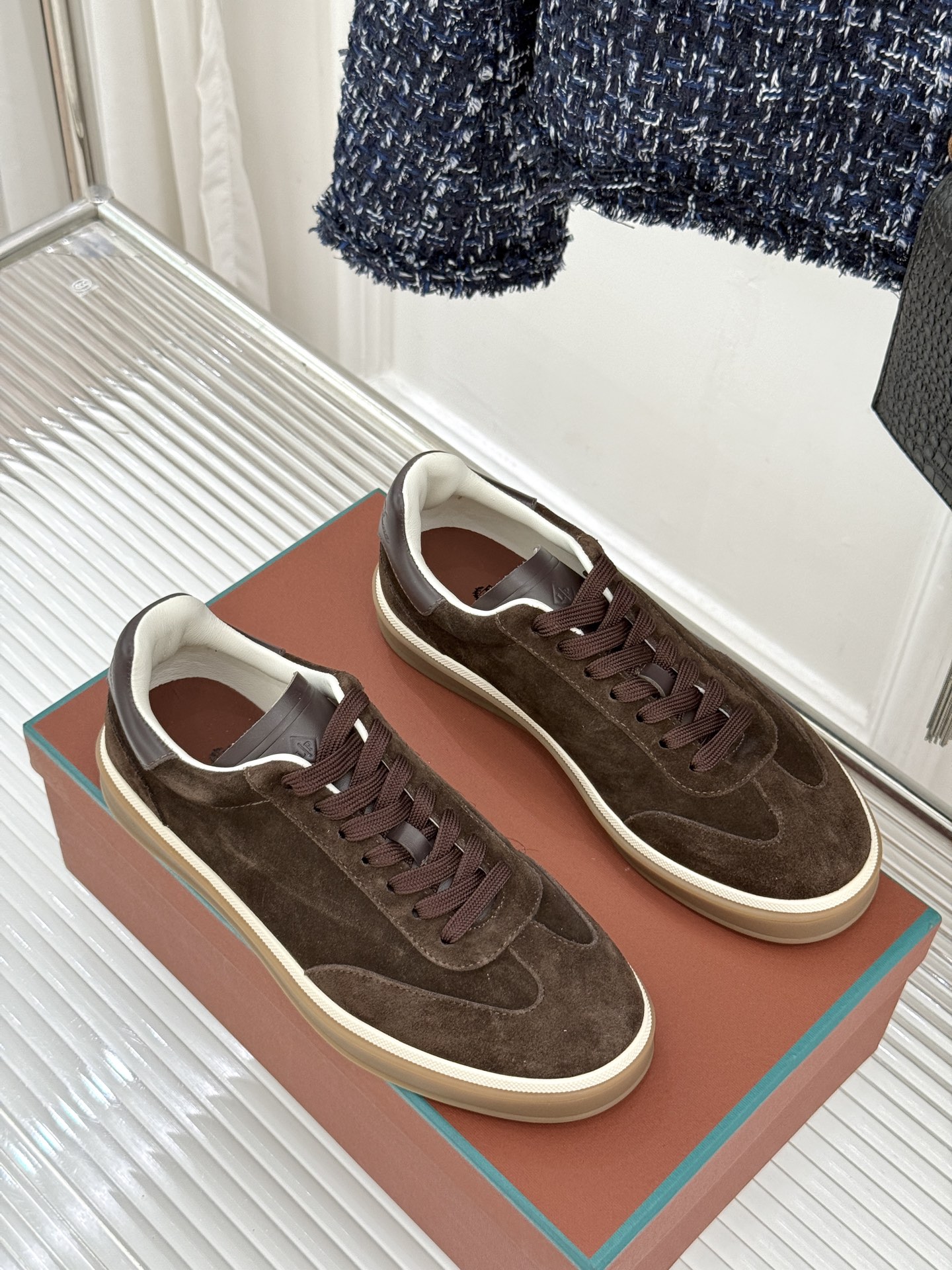 （配原版飞机盒）Loro Piana/LP Tennis Walk情侣款经典复古休闲德训鞋很松弛的老钱风