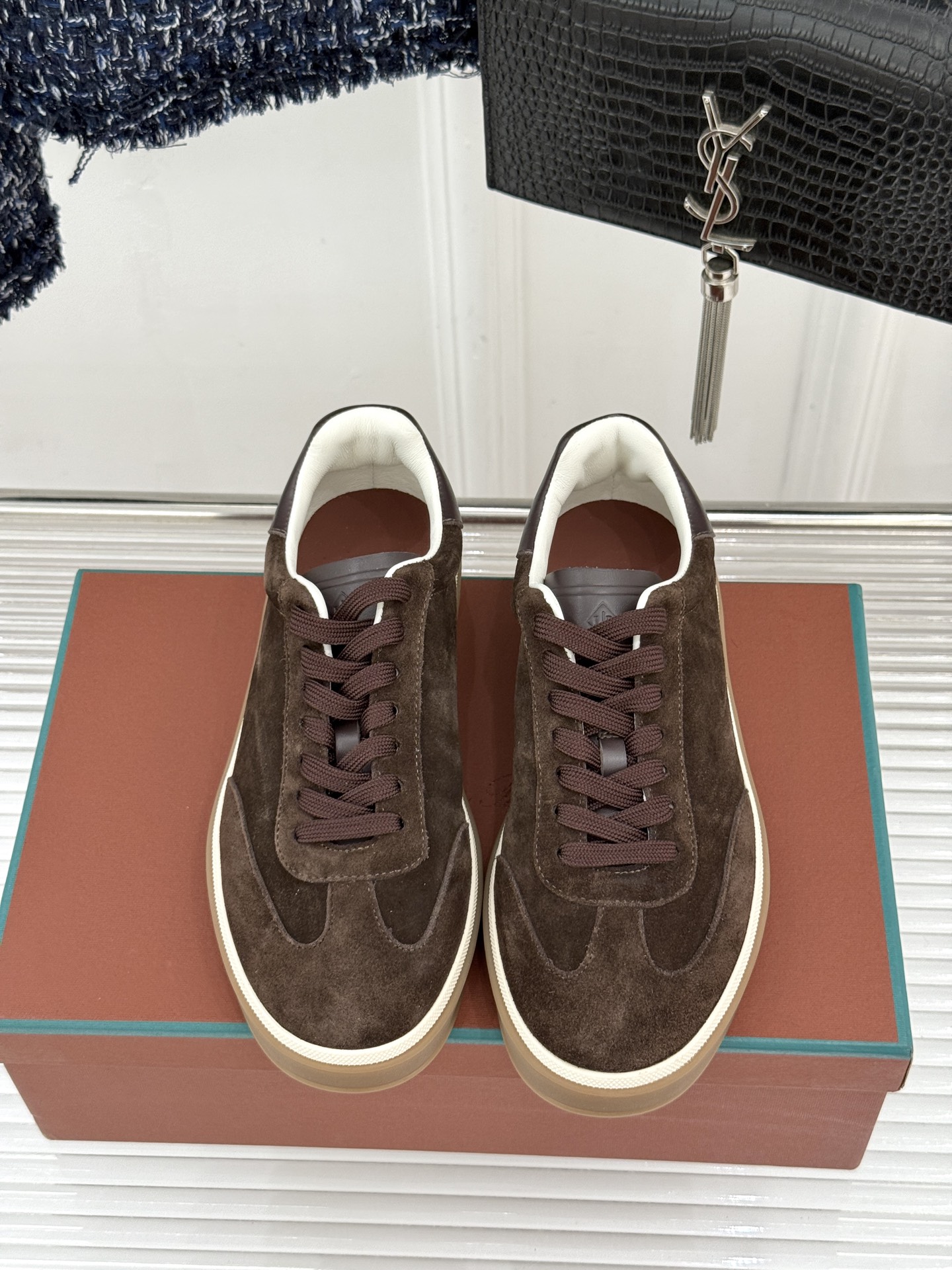 （配原版飞机盒）Loro Piana/LP Tennis Walk情侣款经典复古休闲德训鞋很松弛的老钱风