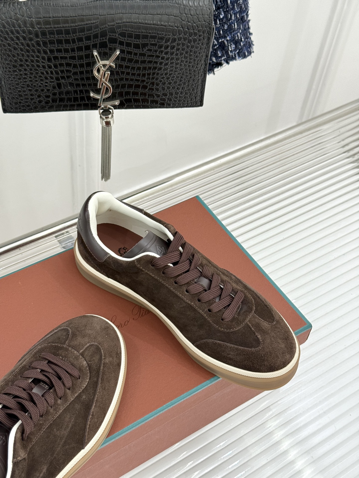 （配原版飞机盒）Loro Piana/LP Tennis Walk情侣款经典复古休闲德训鞋很松弛的老钱风