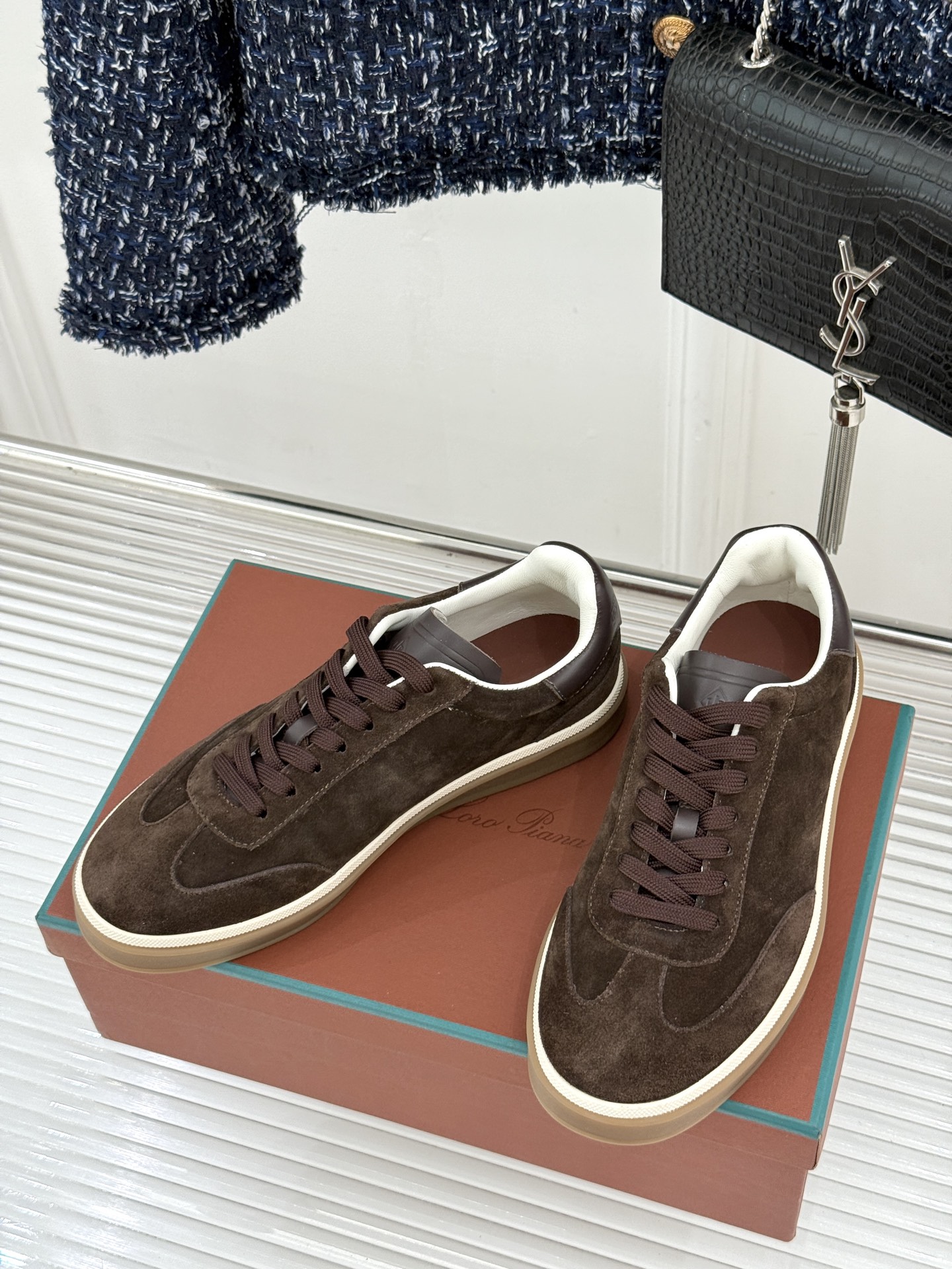 （配原版飞机盒）Loro Piana/LP Tennis Walk情侣款经典复古休闲德训鞋很松弛的老钱风