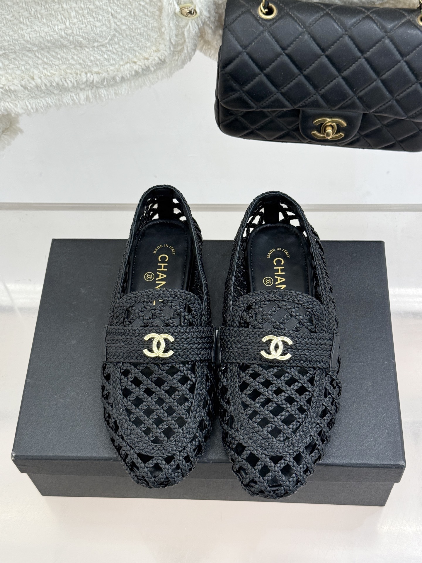 CHANE* ｜小香26P新品双C编织乐福鞋半拖将经典乐福与慵懒半拖完美融合编织肌理重塑小香高级感。镂空