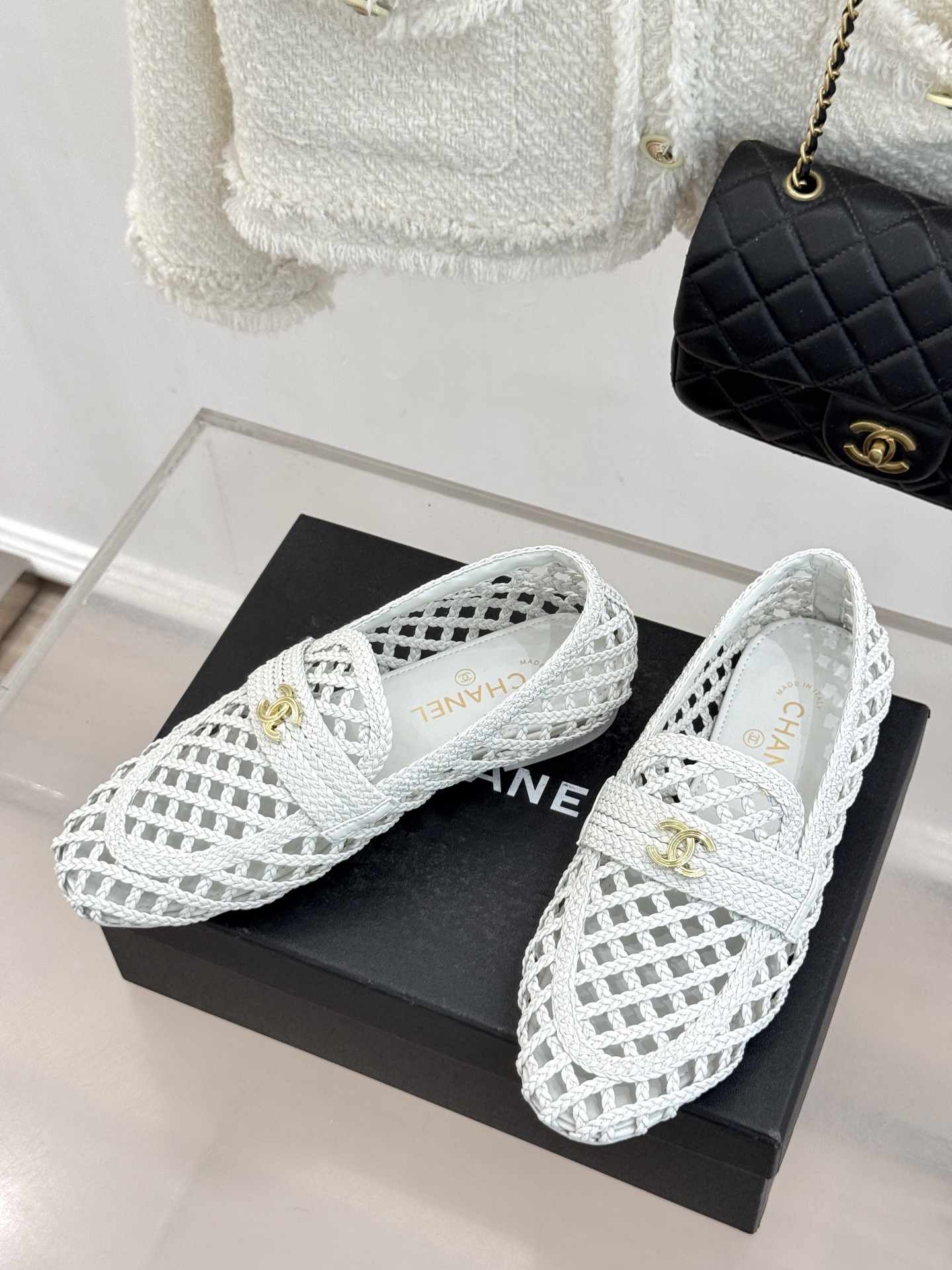 CHANE* ｜小香26P新品双C编织乐福鞋半拖将经典乐福与慵懒半拖完美融合编织肌理重塑小香高级感。镂空