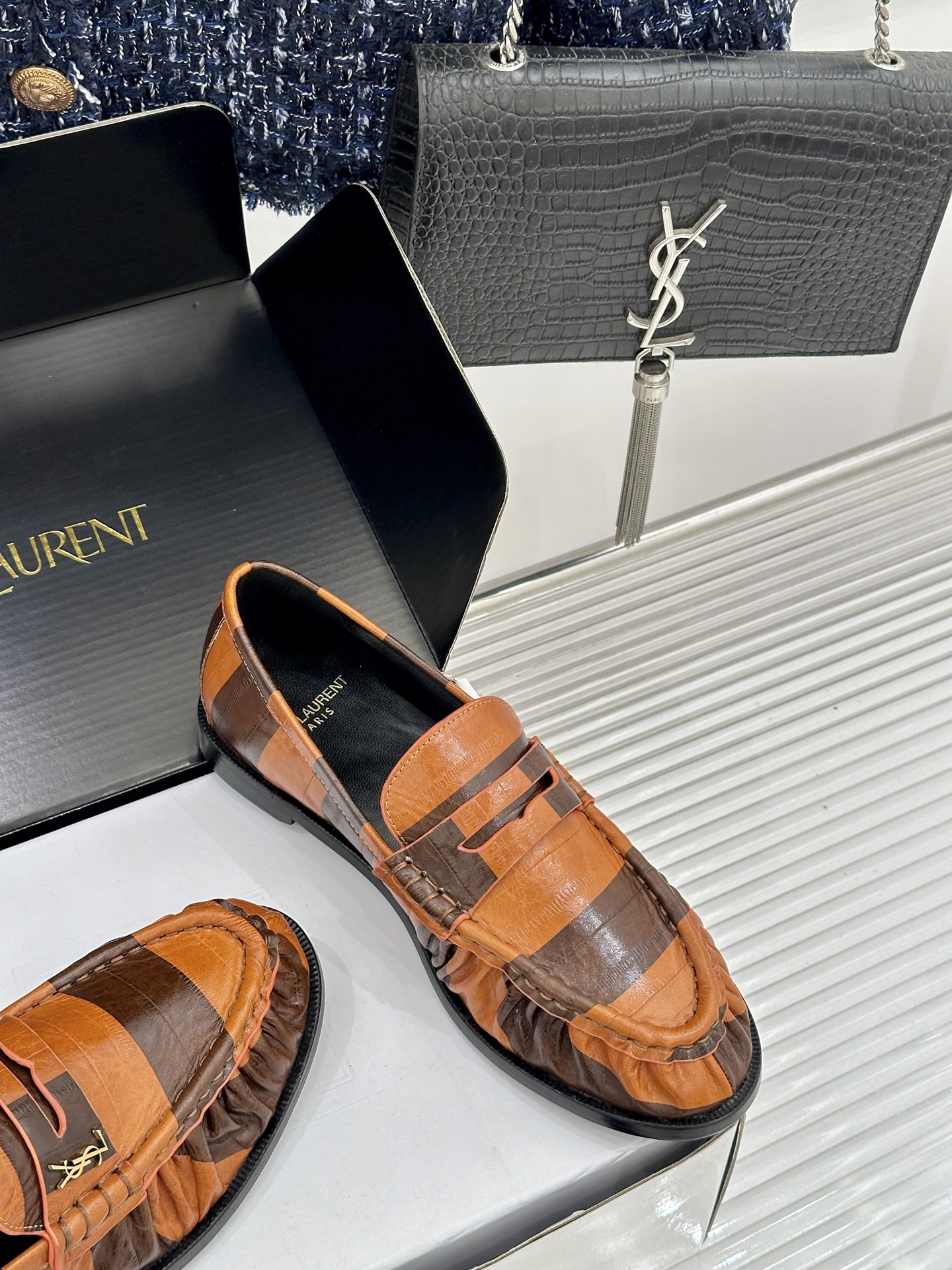 （配原版飞机盒）Saint Lauren*YSL圣罗兰26WF新品YSL小logo乐福鞋标志性的小log
