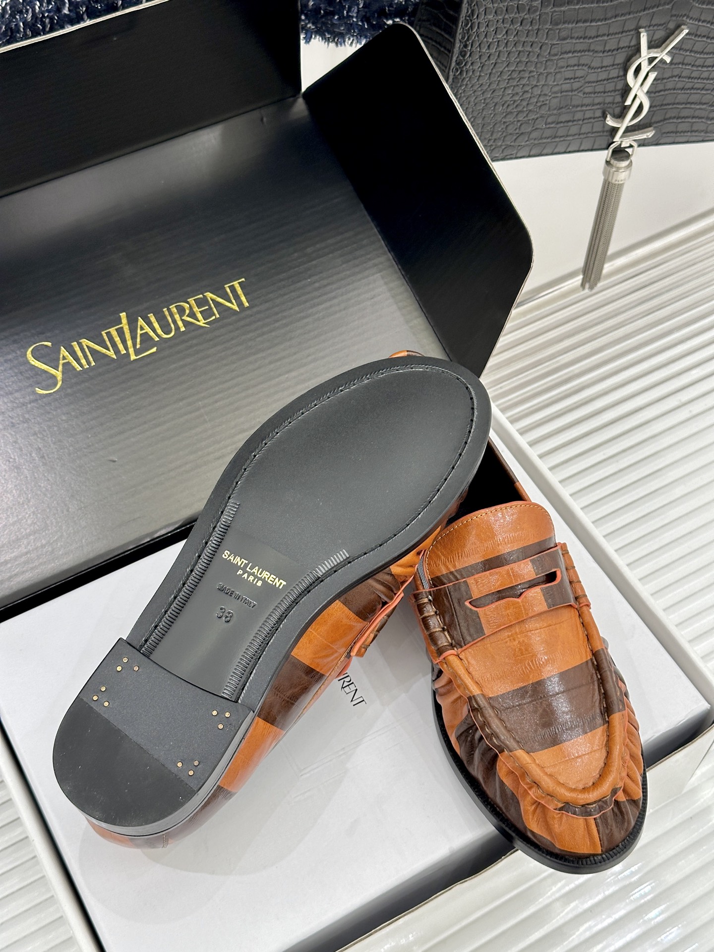 （配原版飞机盒）Saint Lauren*YSL圣罗兰26WF新品YSL小logo乐福鞋标志性的小log