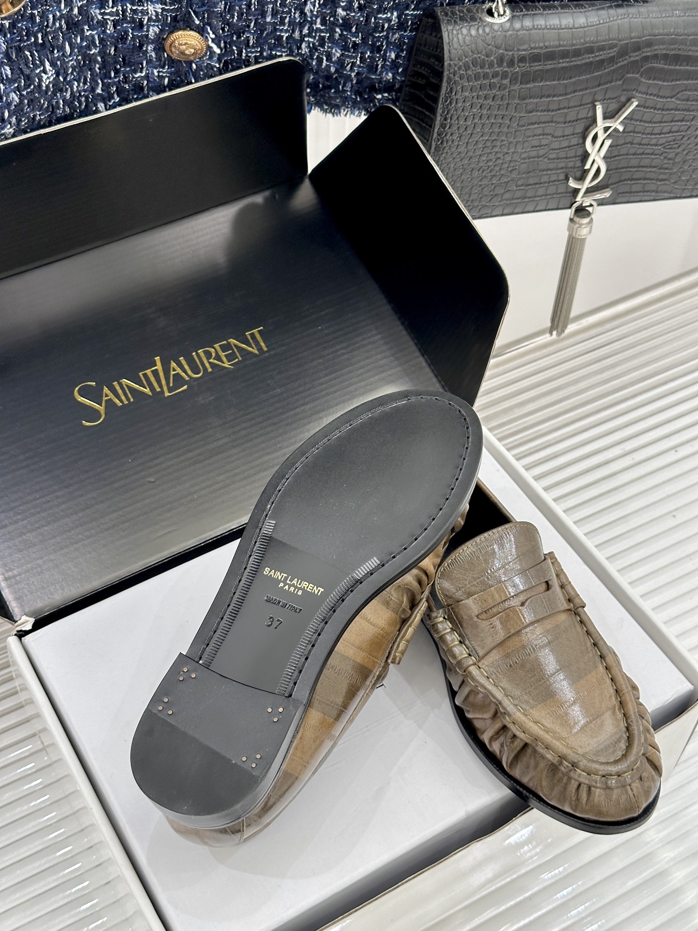 （配原版飞机盒）Saint Lauren*YSL圣罗兰26WF新品YSL小logo乐福鞋标志性的小log