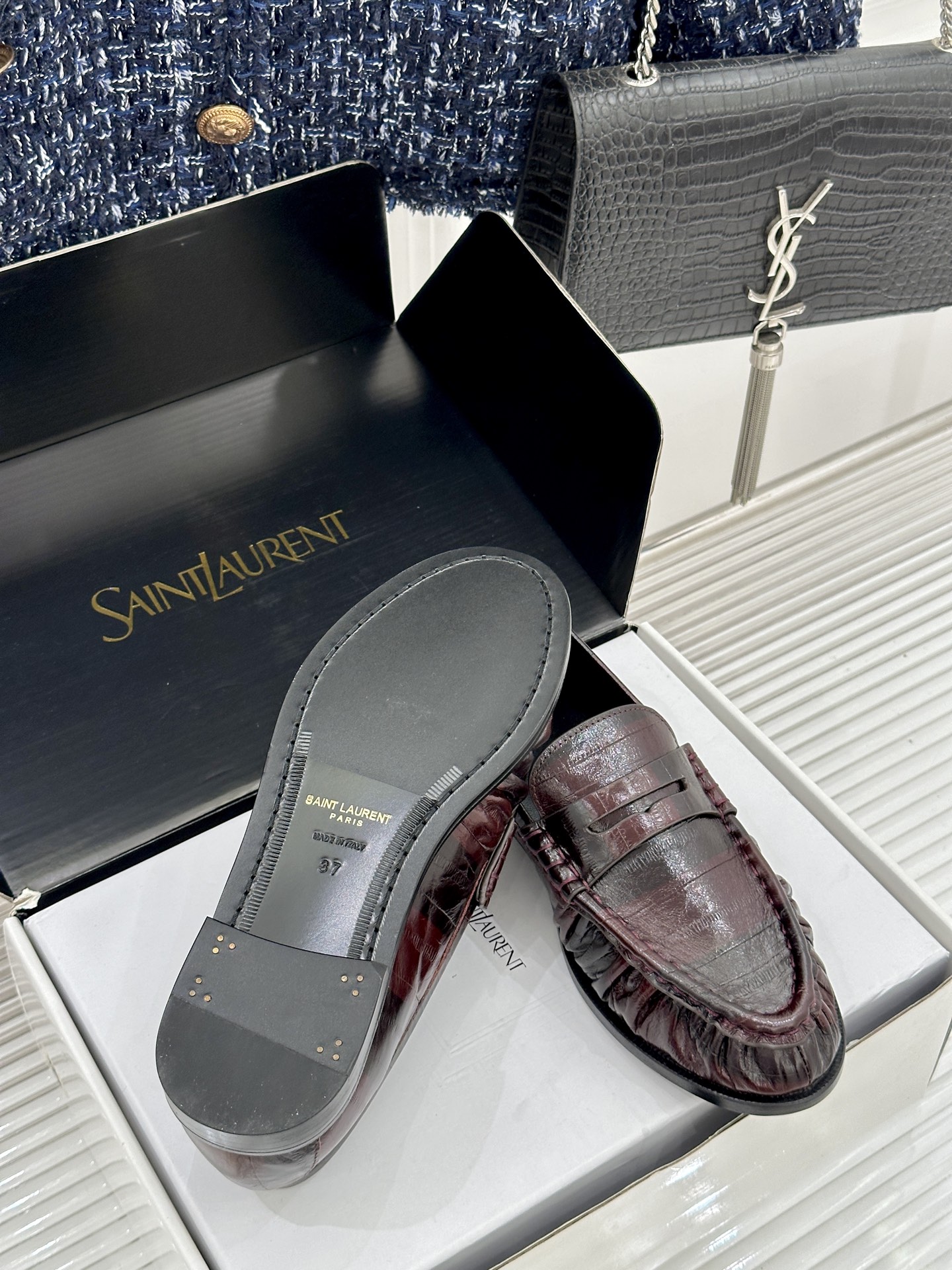 （配原版飞机盒）Saint Lauren*YSL圣罗兰26WF新品YSL小logo乐福鞋标志性的小log