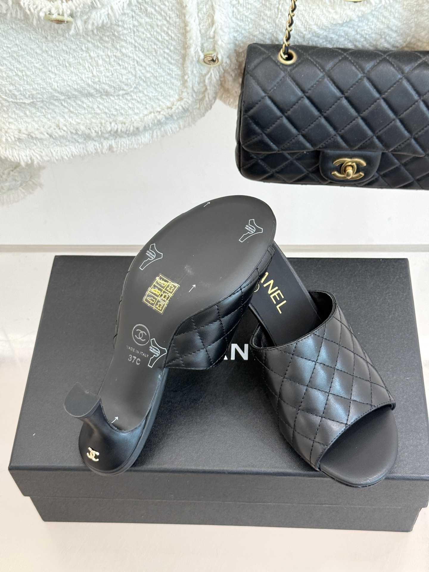CHANE*｜小香26A新品菱格鱼嘴高跟拖鞋26A早秋封神单品金属双C闪得挪不开眼经典菱格纹高级感拉满鞋