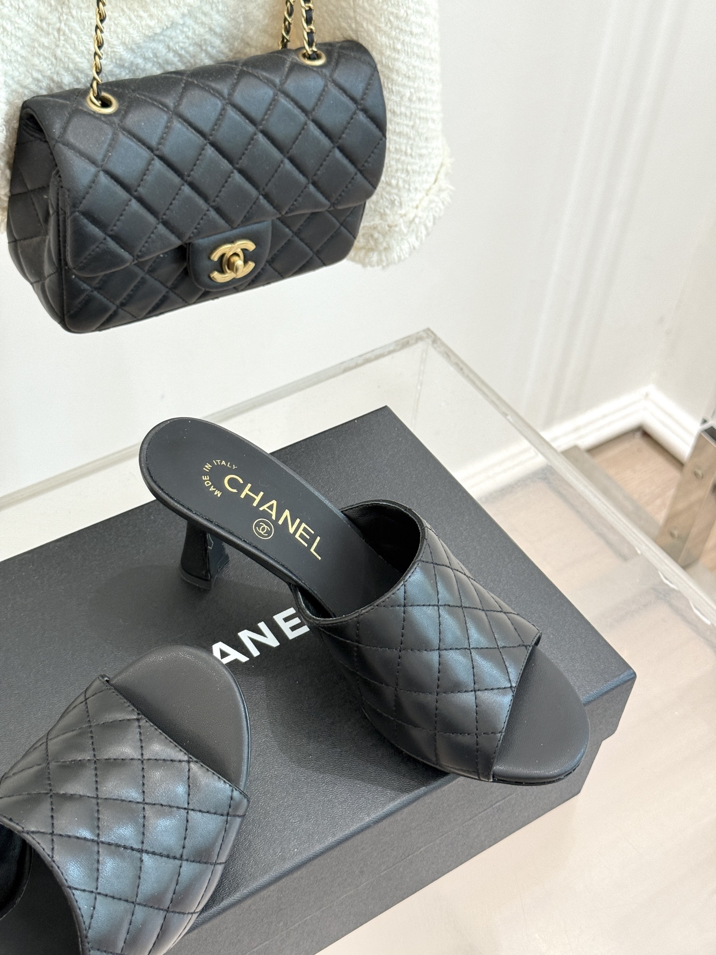 CHANE*｜小香26A新品菱格鱼嘴高跟拖鞋26A早秋封神单品金属双C闪得挪不开眼经典菱格纹高级感拉满鞋