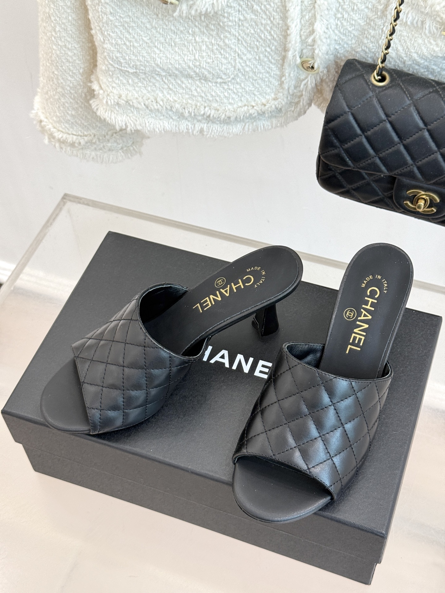 CHANE*｜小香26A新品菱格鱼嘴高跟拖鞋26A早秋封神单品金属双C闪得挪不开眼经典菱格纹高级感拉满鞋