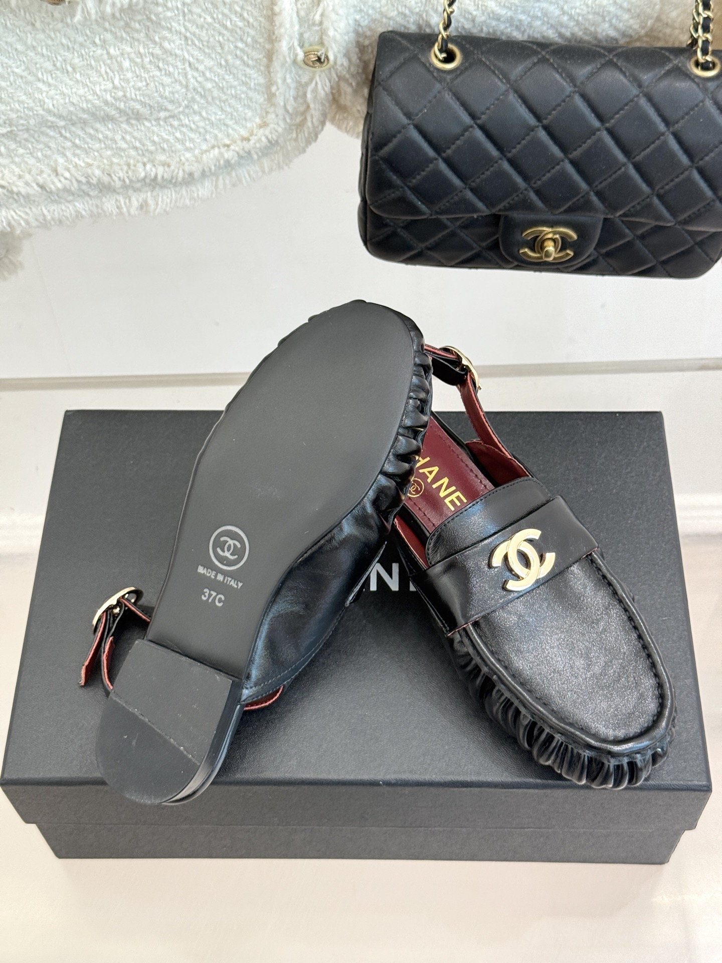 CHANE*｜小香26A新品老钱风褶皱乐福半拖26A早秋老钱风神鞋褶皱肌理揉进松弛感双C金属扣低调闪微光