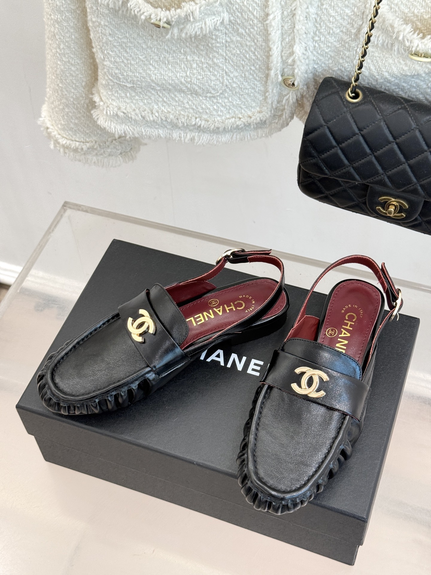 CHANE*｜小香26A新品老钱风褶皱乐福半拖26A早秋老钱风神鞋褶皱肌理揉进松弛感双C金属扣低调闪微光