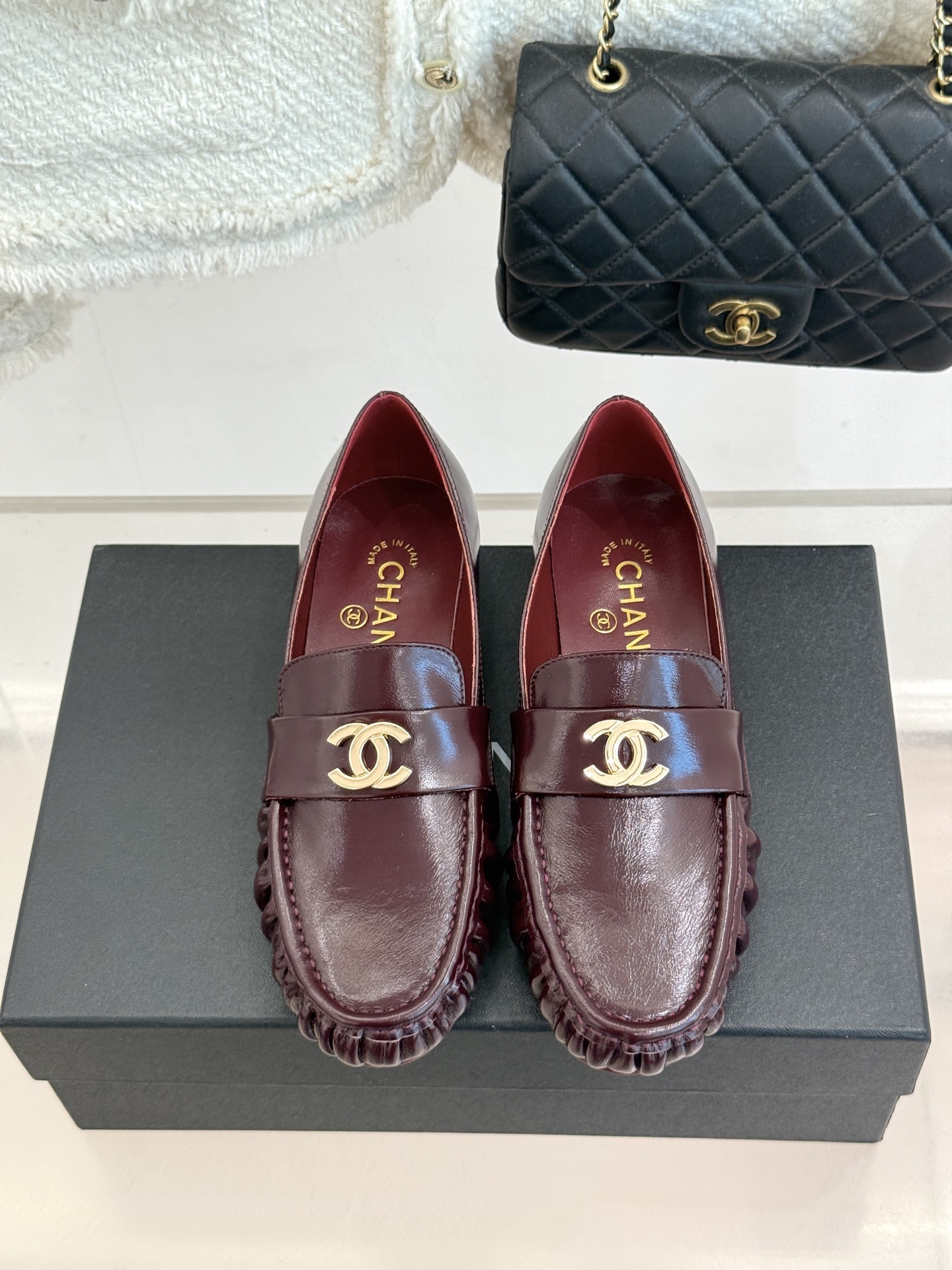 CHANE*｜小香26A新品老钱风褶皱乐福半拖26A早秋老钱风神鞋褶皱肌理揉进松弛感双C金属扣低调闪微光