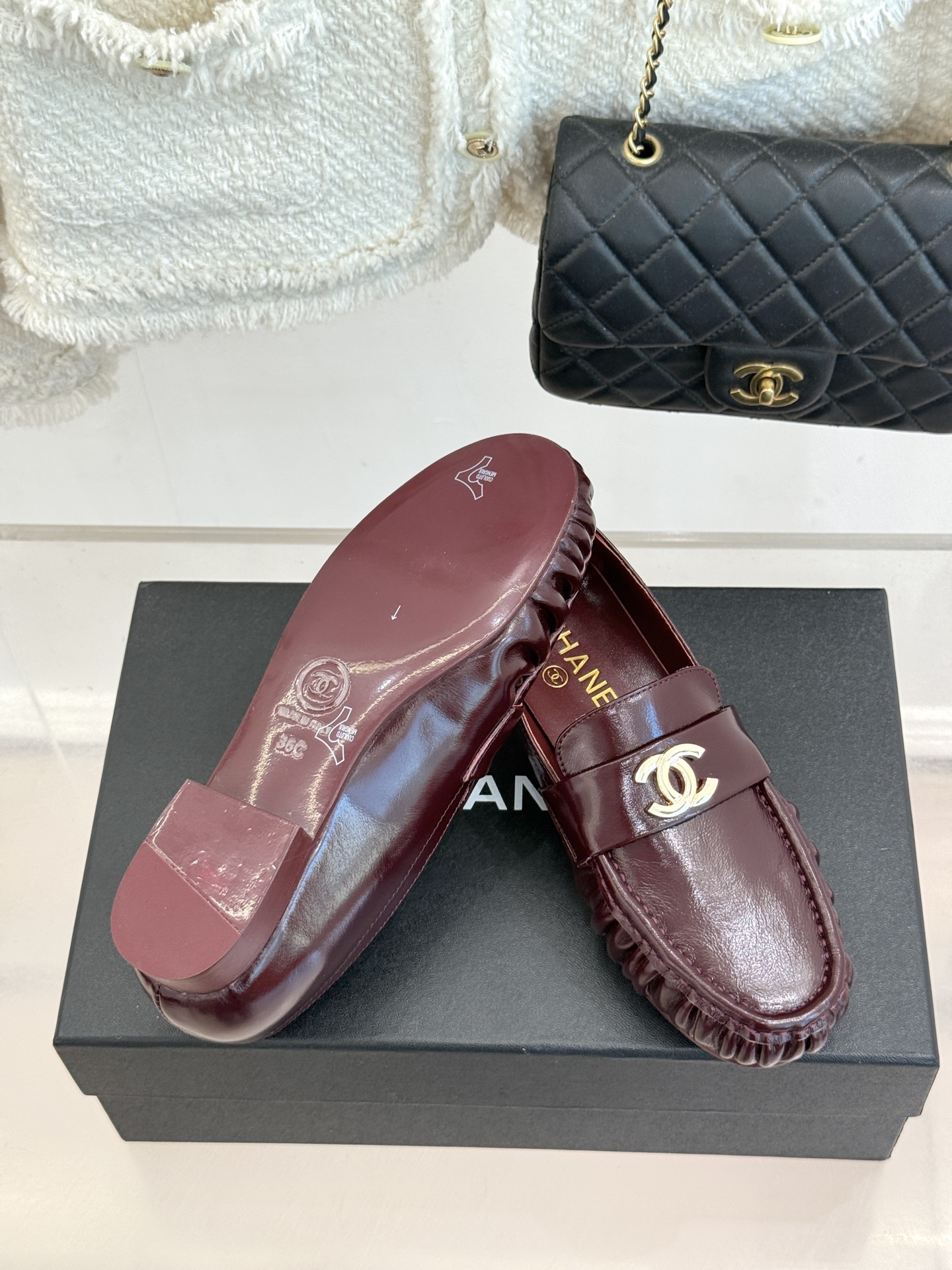 CHANE*｜小香26A新品老钱风褶皱乐福半拖26A早秋老钱风神鞋褶皱肌理揉进松弛感双C金属扣低调闪微光