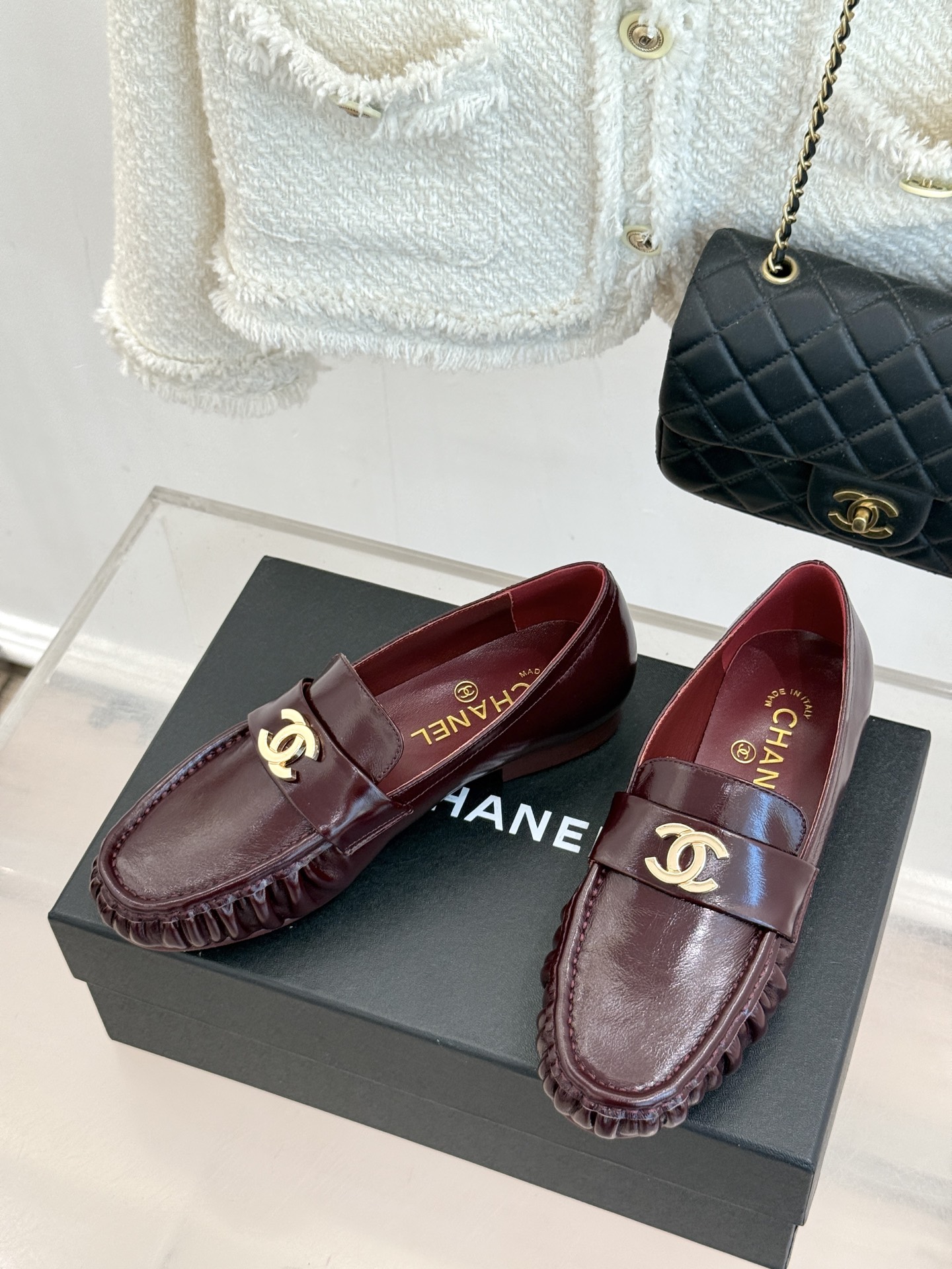 CHANE*｜小香26A新品老钱风褶皱乐福半拖26A早秋老钱风神鞋褶皱肌理揉进松弛感双C金属扣低调闪微光