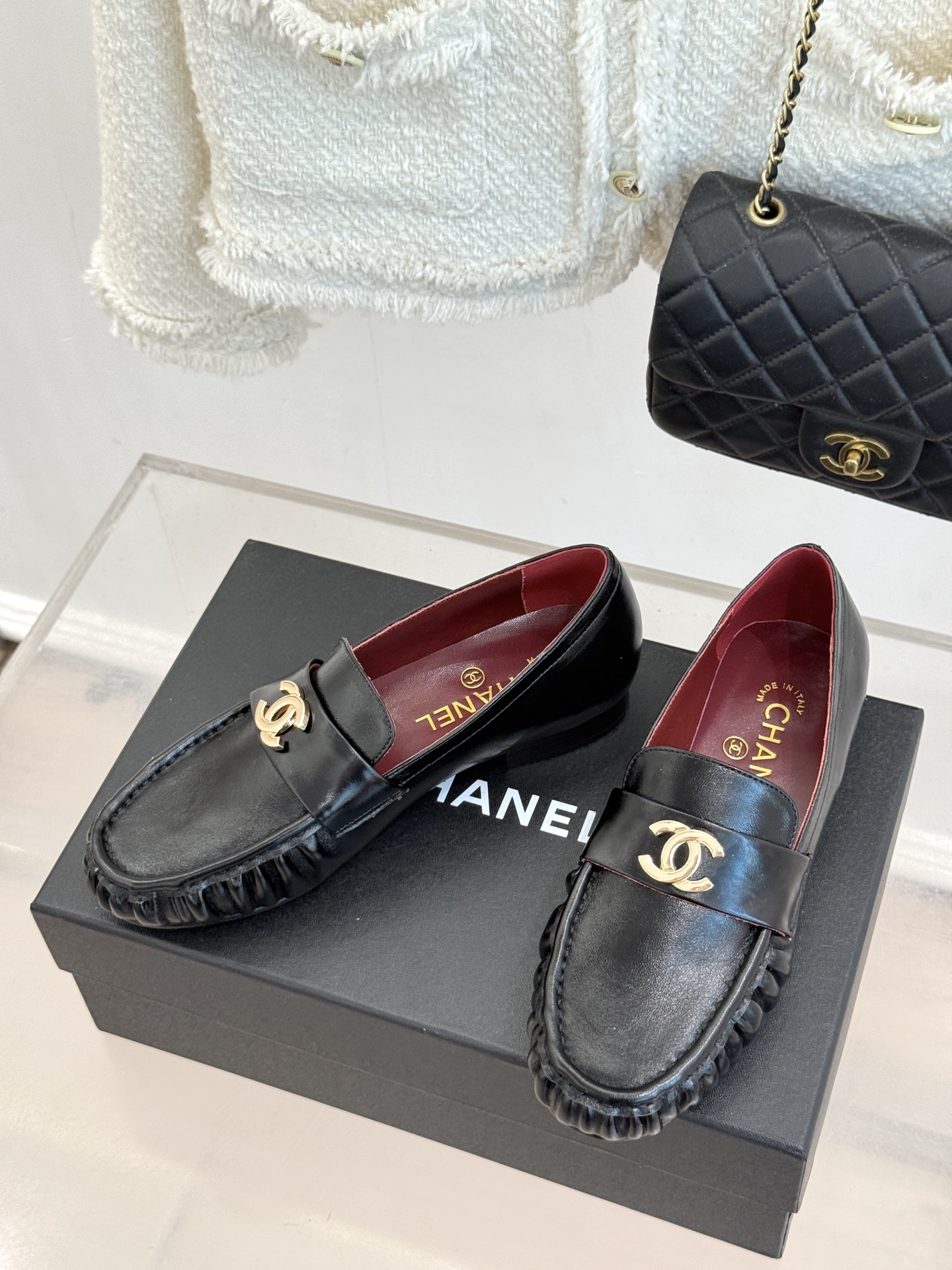 CHANE*｜小香26A新品老钱风褶皱乐福半拖26A早秋老钱风神鞋褶皱肌理揉进松弛感双C金属扣低调闪微光