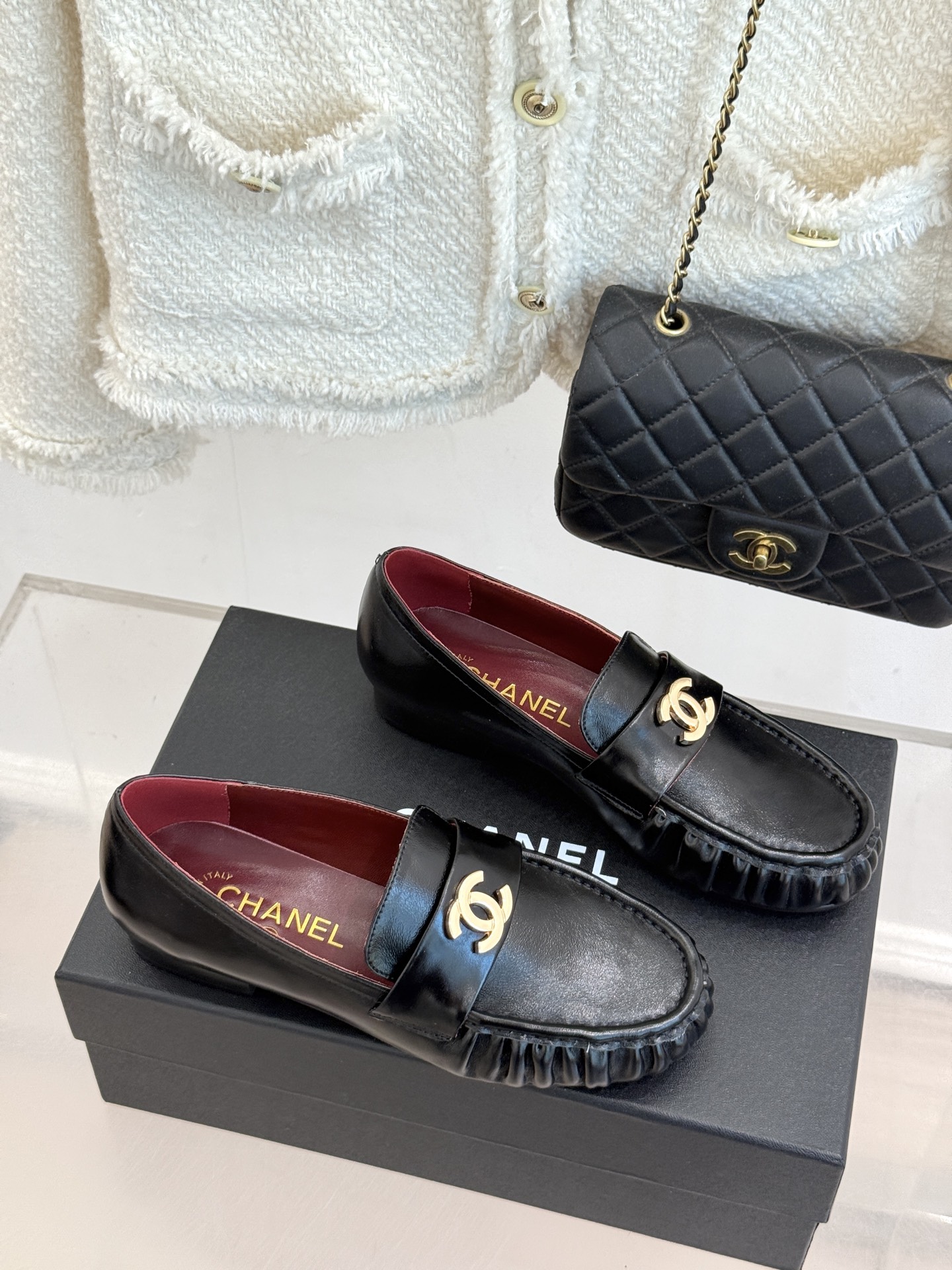 CHANE*｜小香26A新品老钱风褶皱乐福半拖26A早秋老钱风神鞋褶皱肌理揉进松弛感双C金属扣低调闪微光