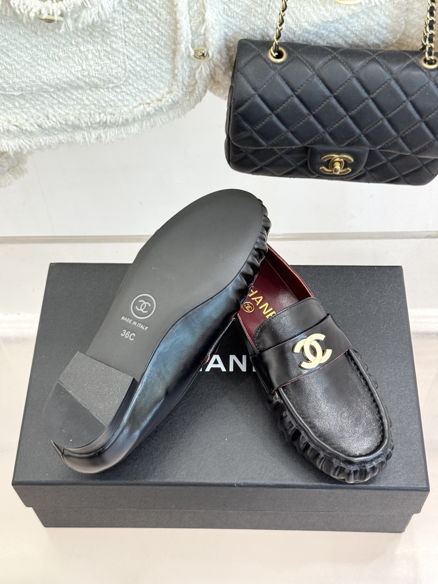 CHANE*｜小香26A新品老钱风褶皱乐福半拖26A早秋老钱风神鞋褶皱肌理揉进松弛感双C金属扣低调闪微光