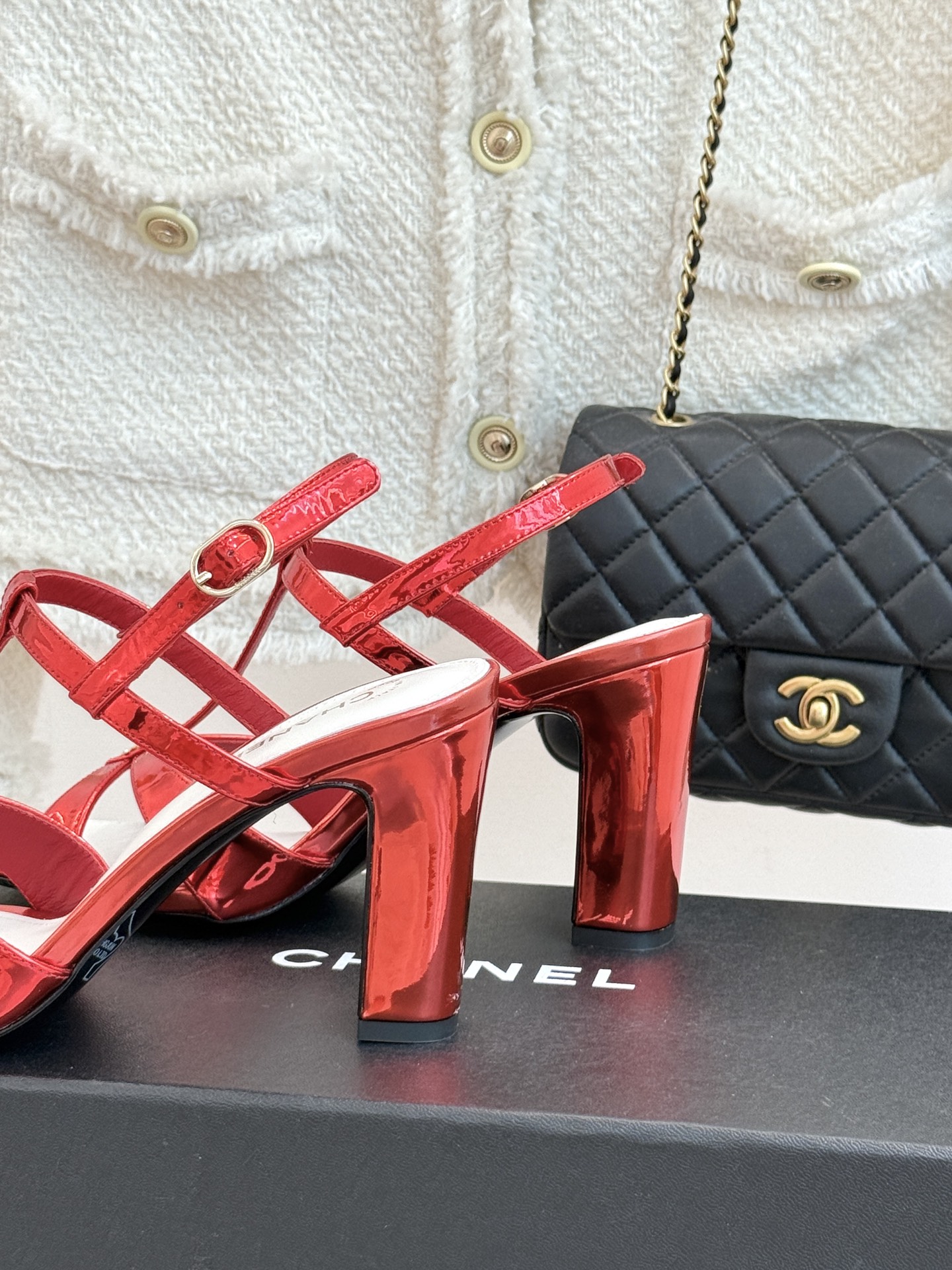 CHANE*｜小香26A双C细带方头细跟高跟凉鞋Chanel 26A 工坊新作双C细带方头高跟凉鞋把法式