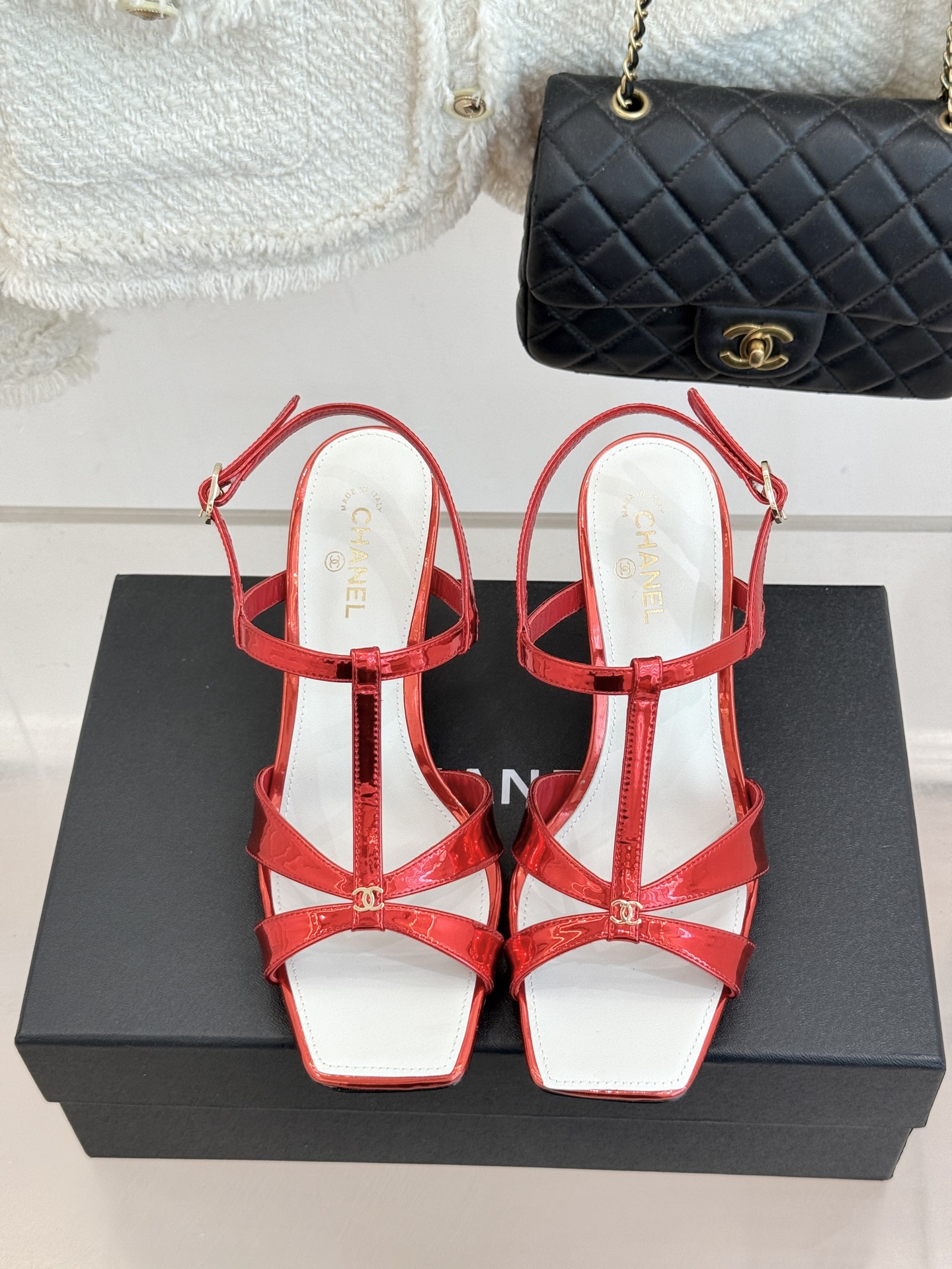 CHANE*｜小香26A双C细带方头细跟高跟凉鞋Chanel 26A 工坊新作双C细带方头高跟凉鞋把法式