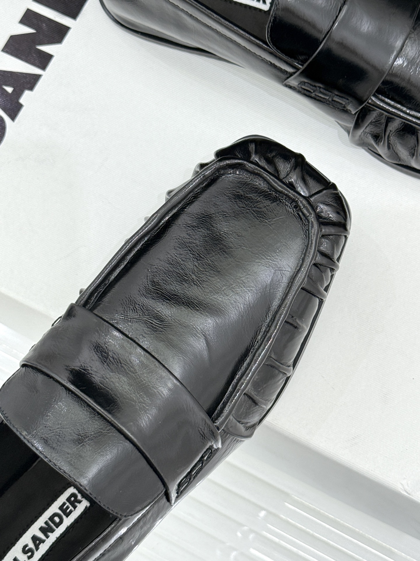 Jil Sander/吉尔桑达极 26WF新品老钱风方头复古褶皱一脚蹬乐福鞋老钱风方头褶皱乐福鞋复古褶皱