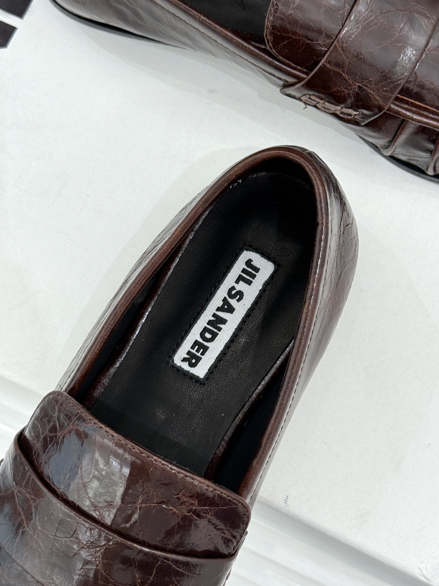 Jil Sander/吉尔桑达极 26WF新品老钱风方头复古褶皱一脚蹬乐福鞋老钱风方头褶皱乐福鞋复古褶皱