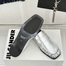 Jil Sander/吉尔桑达极 26WF新品老钱风方头复古褶皱一脚蹬乐福鞋老钱风方头褶皱乐福鞋复古褶皱 Jil Sander/吉尔桑达极 26WF新品老钱风方头复古褶皱一脚蹬乐福鞋老钱风方头褶皱乐福鞋复古褶皱