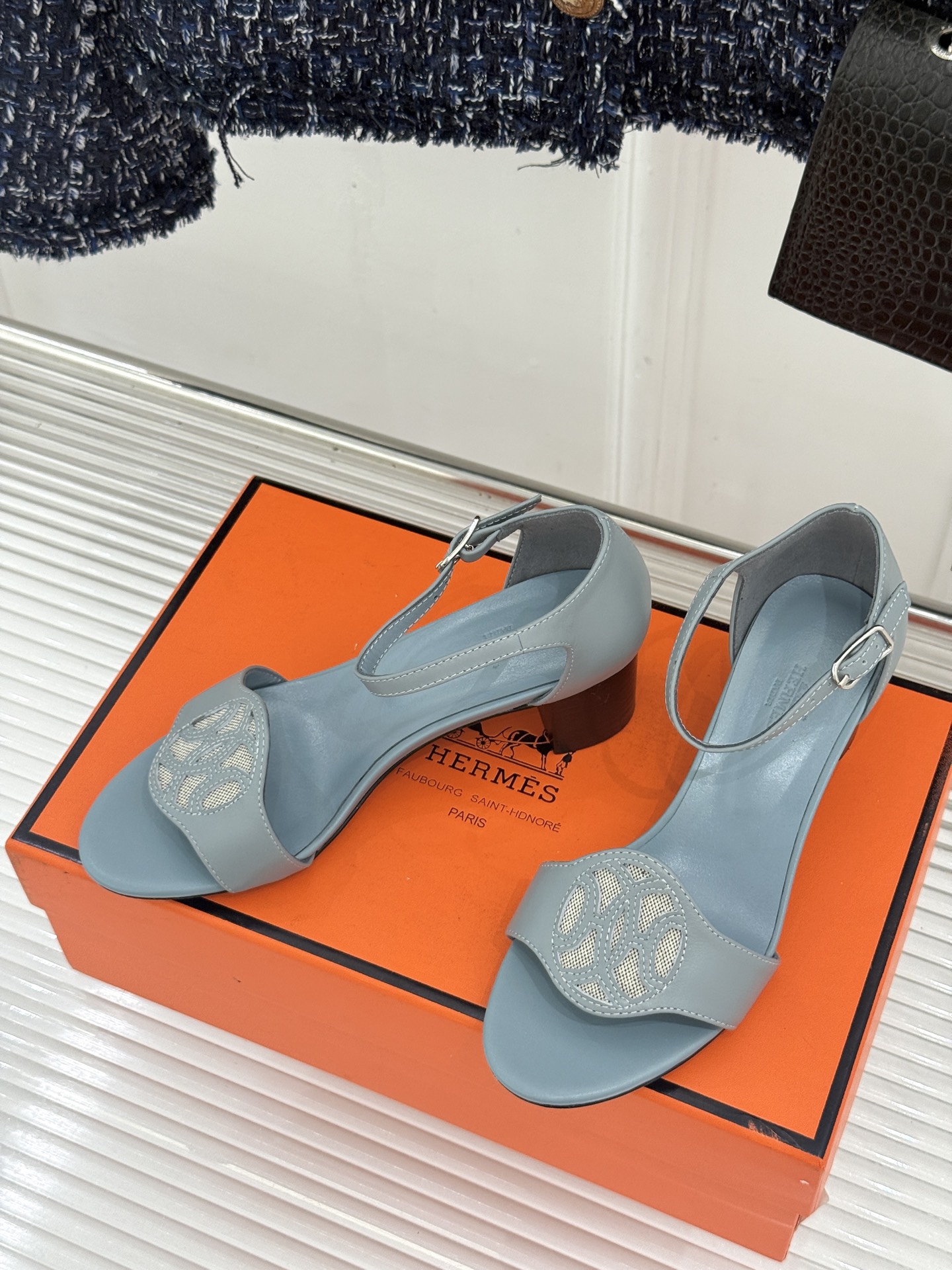 Hermès/爱马仕26WF新品Marquise 50高跟凉鞋H家26WF春夏新作甄选意产小羊皮打造哑光