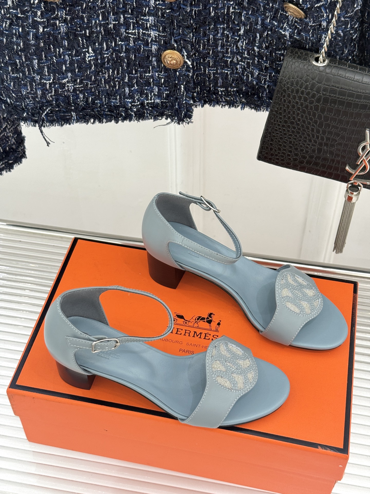 Hermès/爱马仕26WF新品Marquise 50高跟凉鞋H家26WF春夏新作甄选意产小羊皮打造哑光