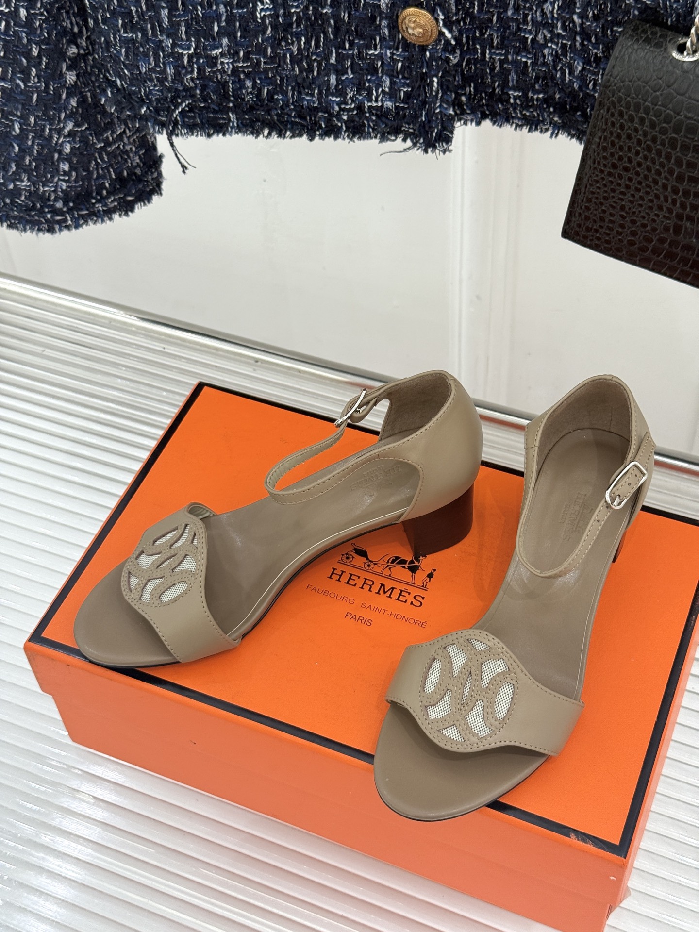 Hermès/爱马仕26WF新品Marquise 50高跟凉鞋H家26WF春夏新作甄选意产小羊皮打造哑光