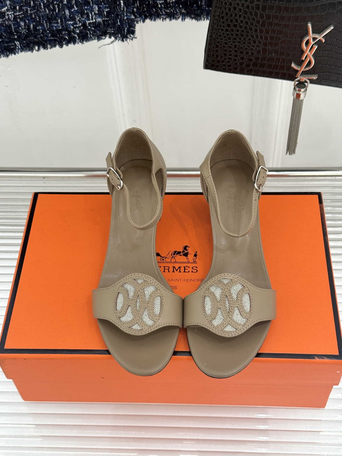 Hermès/爱马仕26WF新品Marquise 50高跟凉鞋H家26WF春夏新作甄选意产小羊皮打造哑光