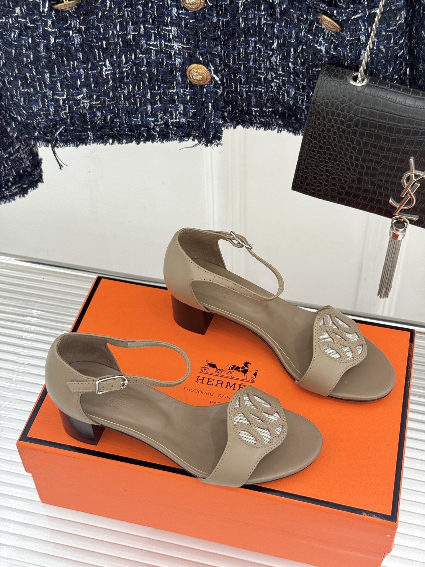 Hermès/爱马仕26WF新品Marquise 50高跟凉鞋H家26WF春夏新作甄选意产小羊皮打造哑光