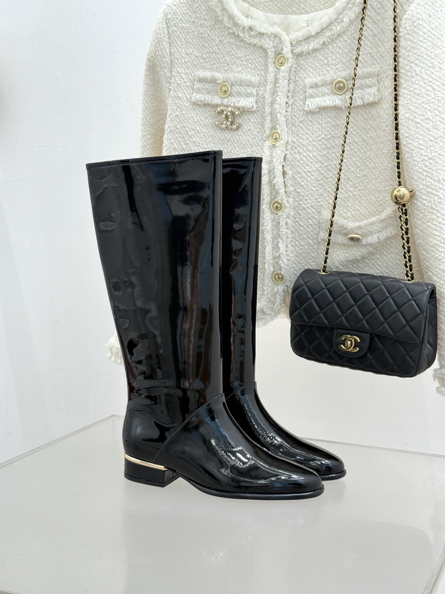 CHANE*｜小香26S新品鳄鱼压纹高筒靴长靴骑士靴小香26S骑士靴太绝鳄鱼压纹漆皮质感拉满高筒版型利落