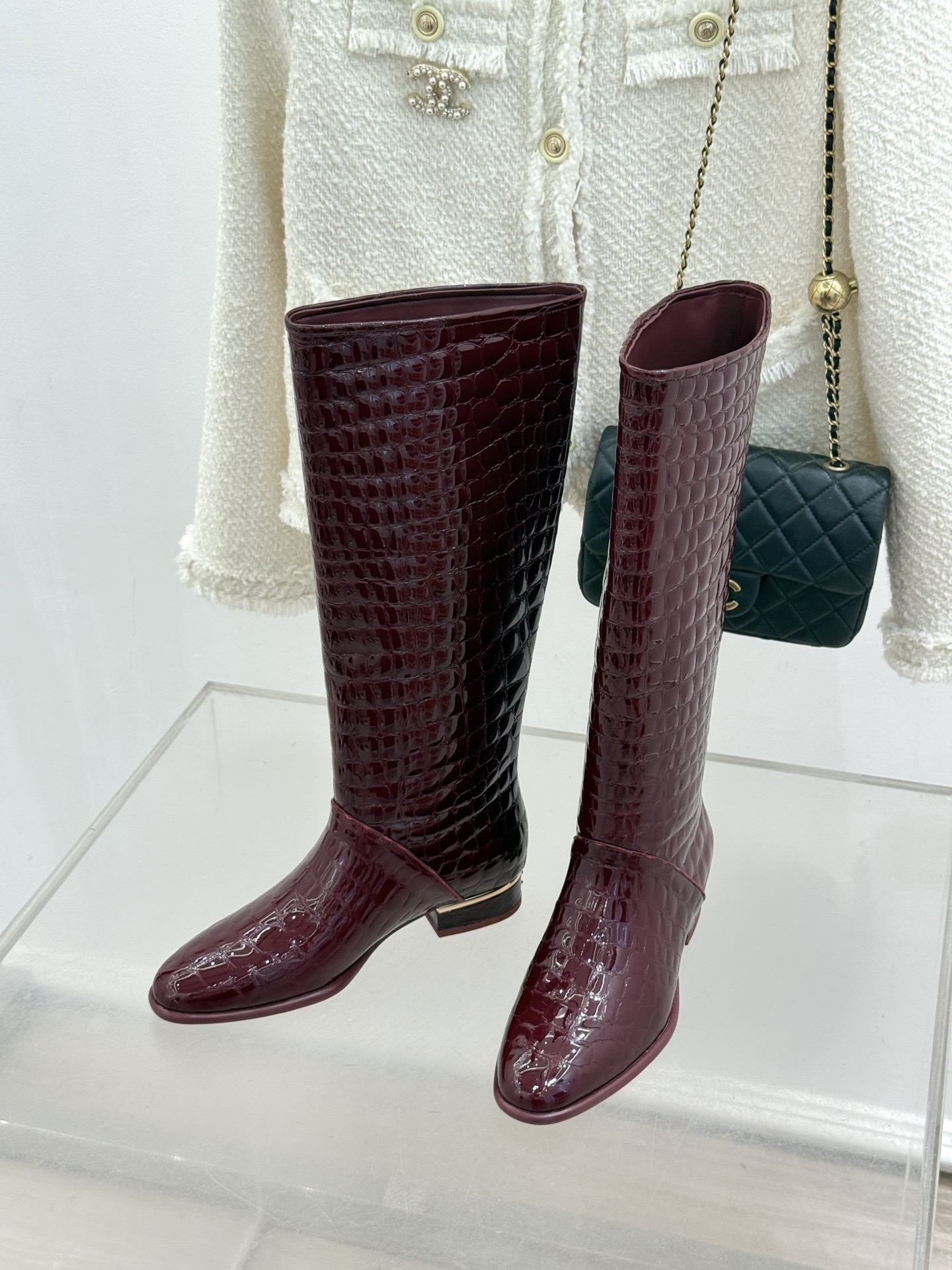 CHANE*｜小香26S新品鳄鱼压纹高筒靴长靴骑士靴小香26S骑士靴太绝鳄鱼压纹漆皮质感拉满高筒版型利落