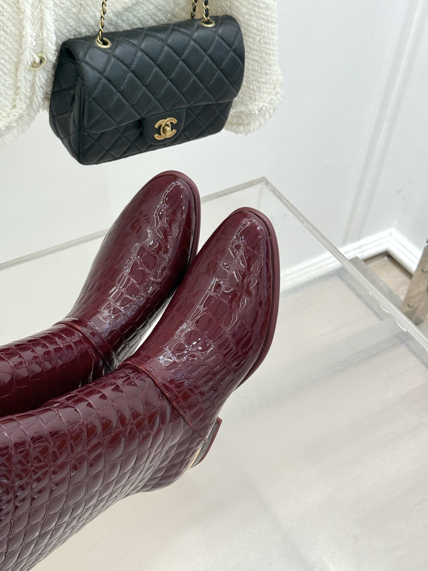 CHANE*｜小香26S新品鳄鱼压纹高筒靴长靴骑士靴小香26S骑士靴太绝鳄鱼压纹漆皮质感拉满高筒版型利落