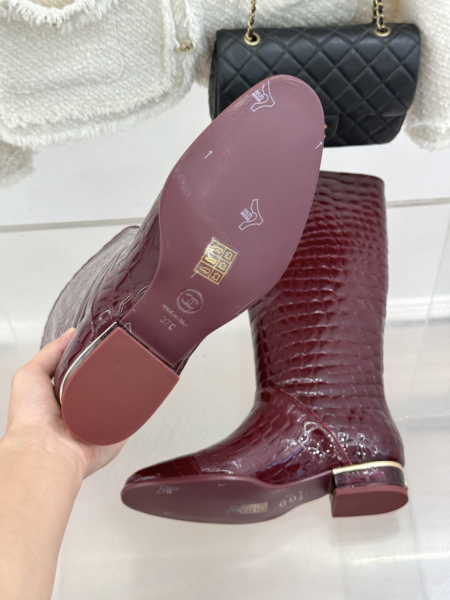 CHANE*｜小香26S新品鳄鱼压纹高筒靴长靴骑士靴小香26S骑士靴太绝鳄鱼压纹漆皮质感拉满高筒版型利落