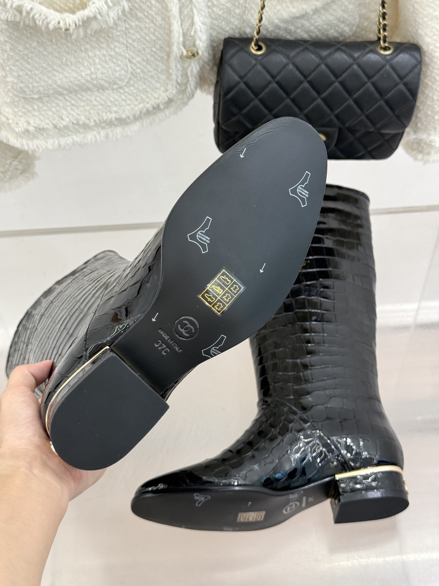CHANE*｜小香26S新品鳄鱼压纹高筒靴长靴骑士靴小香26S骑士靴太绝鳄鱼压纹漆皮质感拉满高筒版型利落