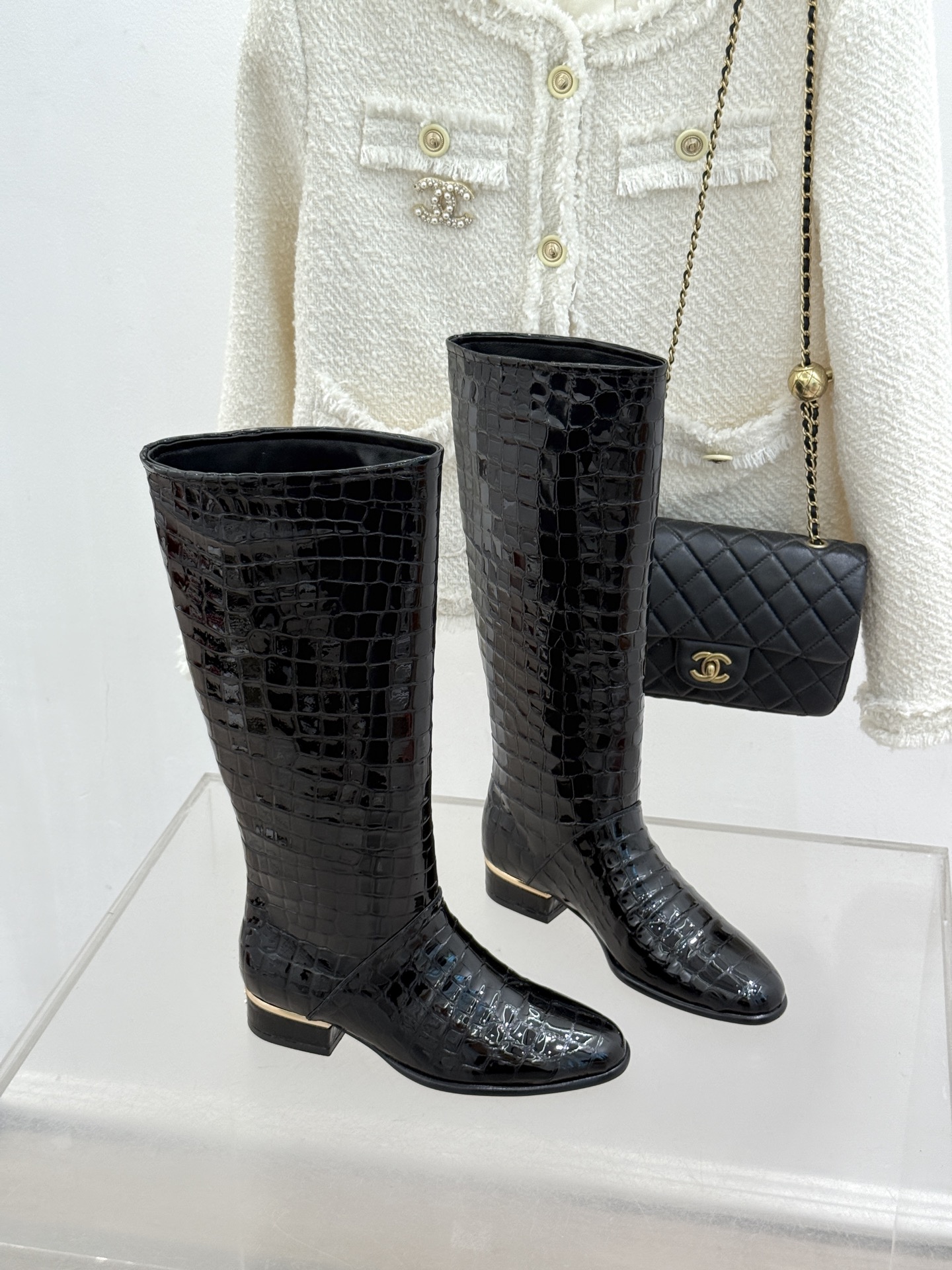 CHANE*｜小香26S新品鳄鱼压纹高筒靴长靴骑士靴小香26S骑士靴太绝鳄鱼压纹漆皮质感拉满高筒版型利落