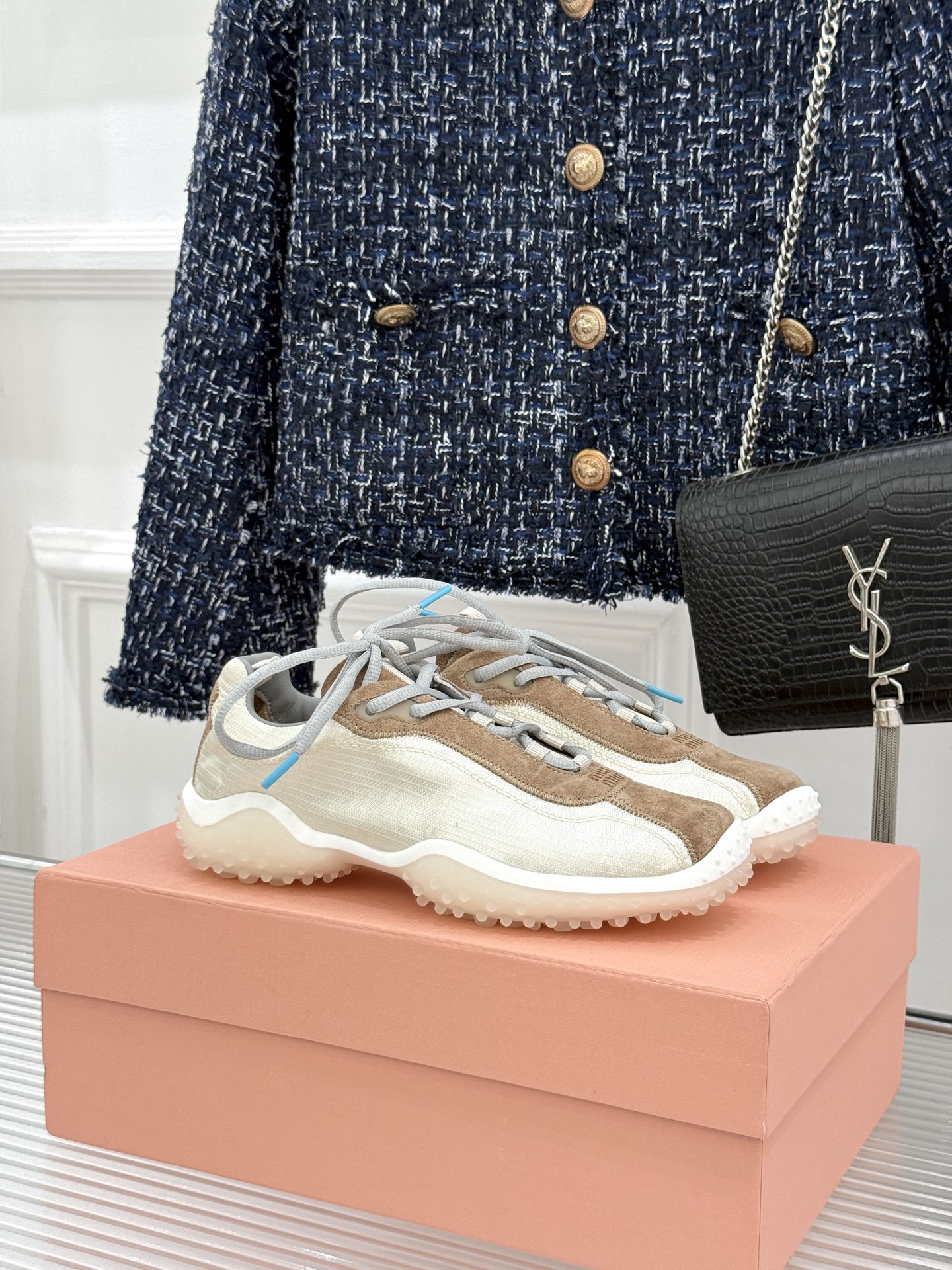 Miu Miu/缪缪26WF新品拼色增高方头休闲德训鞋运动鞋春夏穿搭封神款秀场同款现已正式上线闭眼入手绝