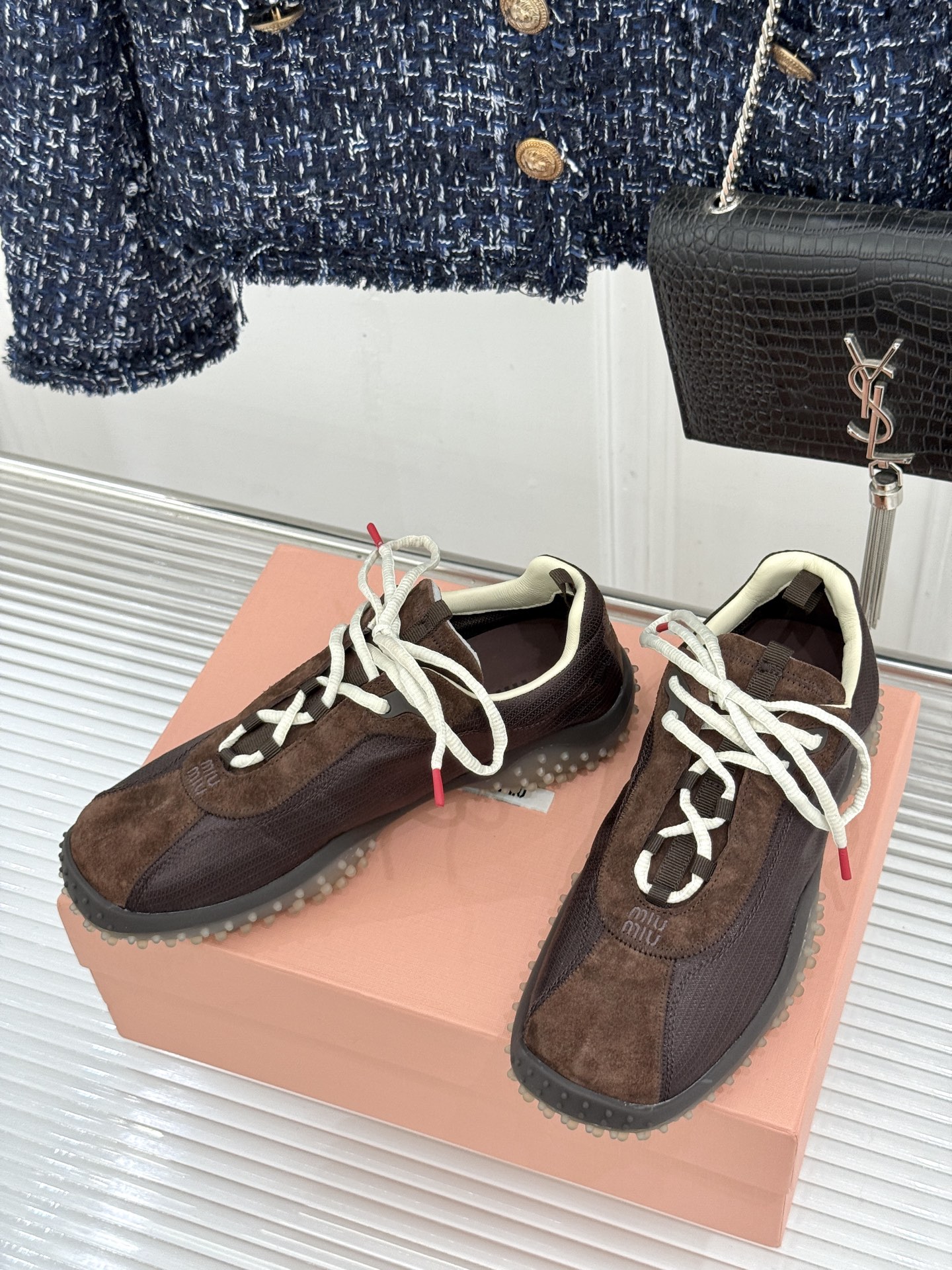 Miu Miu/缪缪26WF新品拼色增高方头休闲德训鞋运动鞋春夏穿搭封神款秀场同款现已正式上线闭眼入手绝